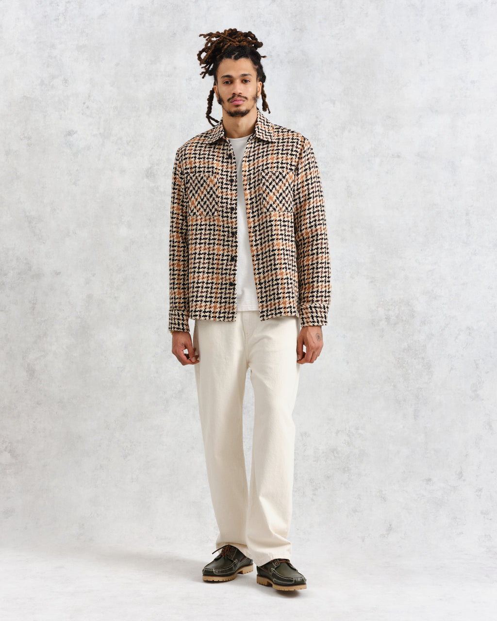 Whiting - Natural Houndstooth-Weave Overshirt
