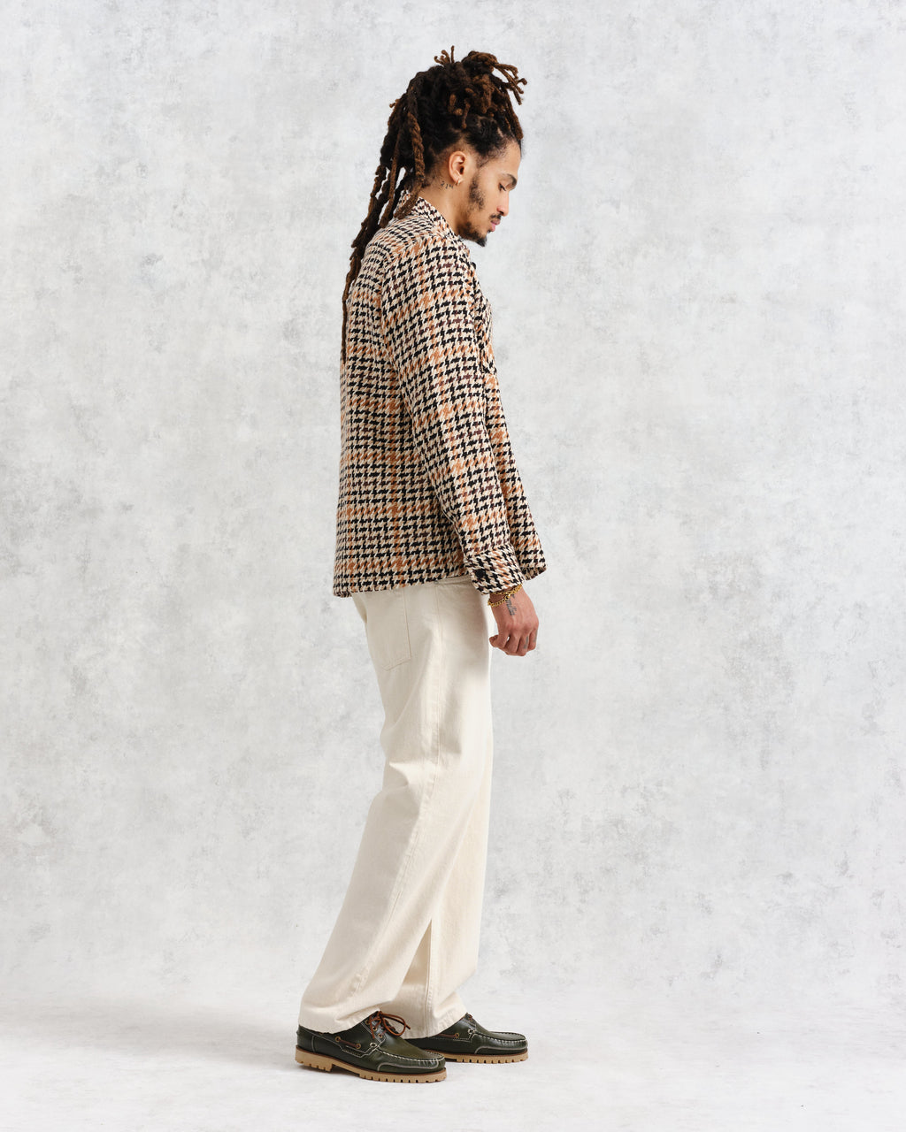 Whiting - Natural Houndstooth-Weave Overshirt
