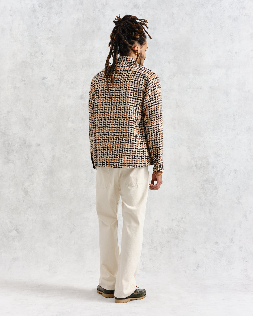 Whiting - Natural Houndstooth-Weave Overshirt