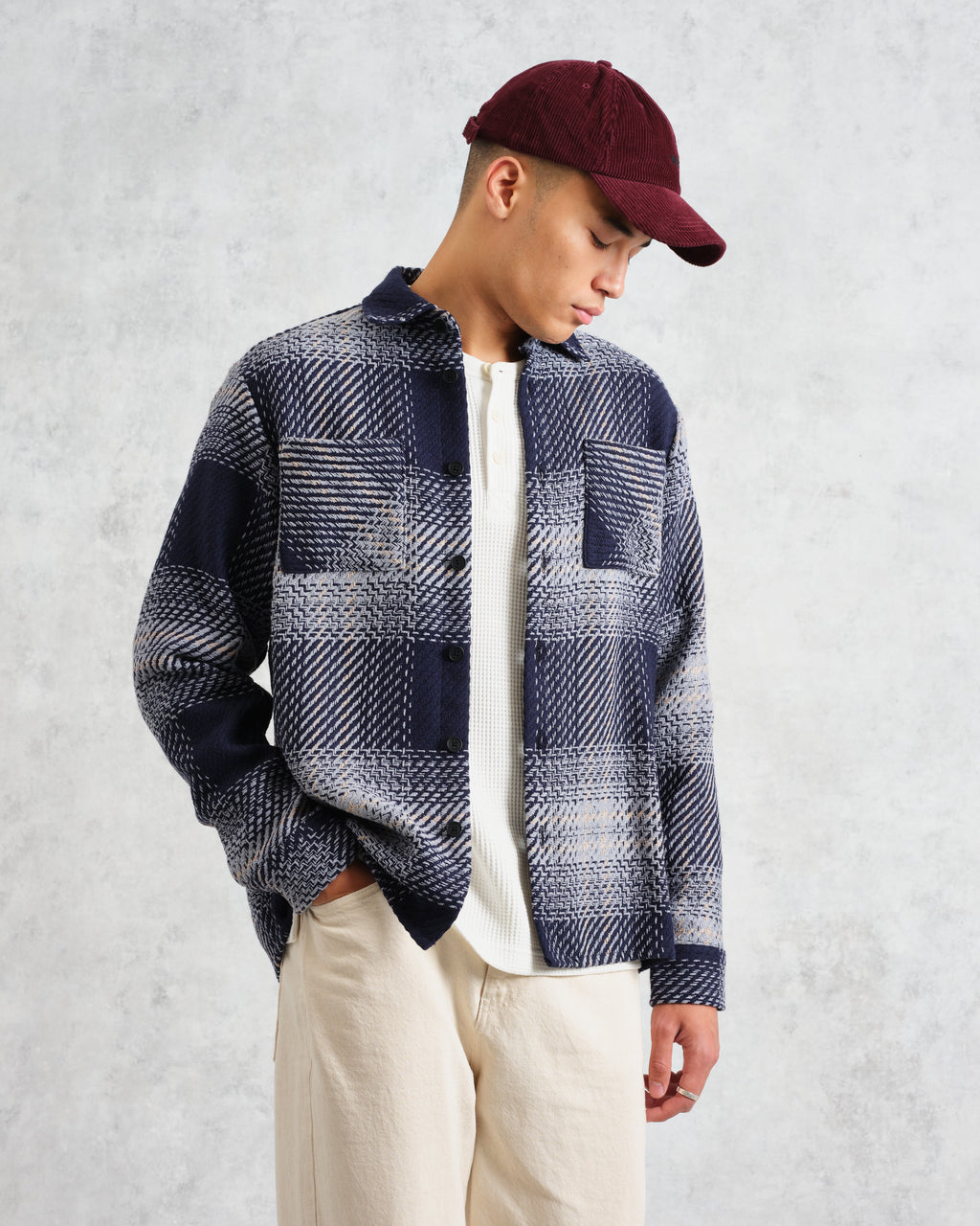 Whiting - Navy And Blue Ombre Check Overshirt