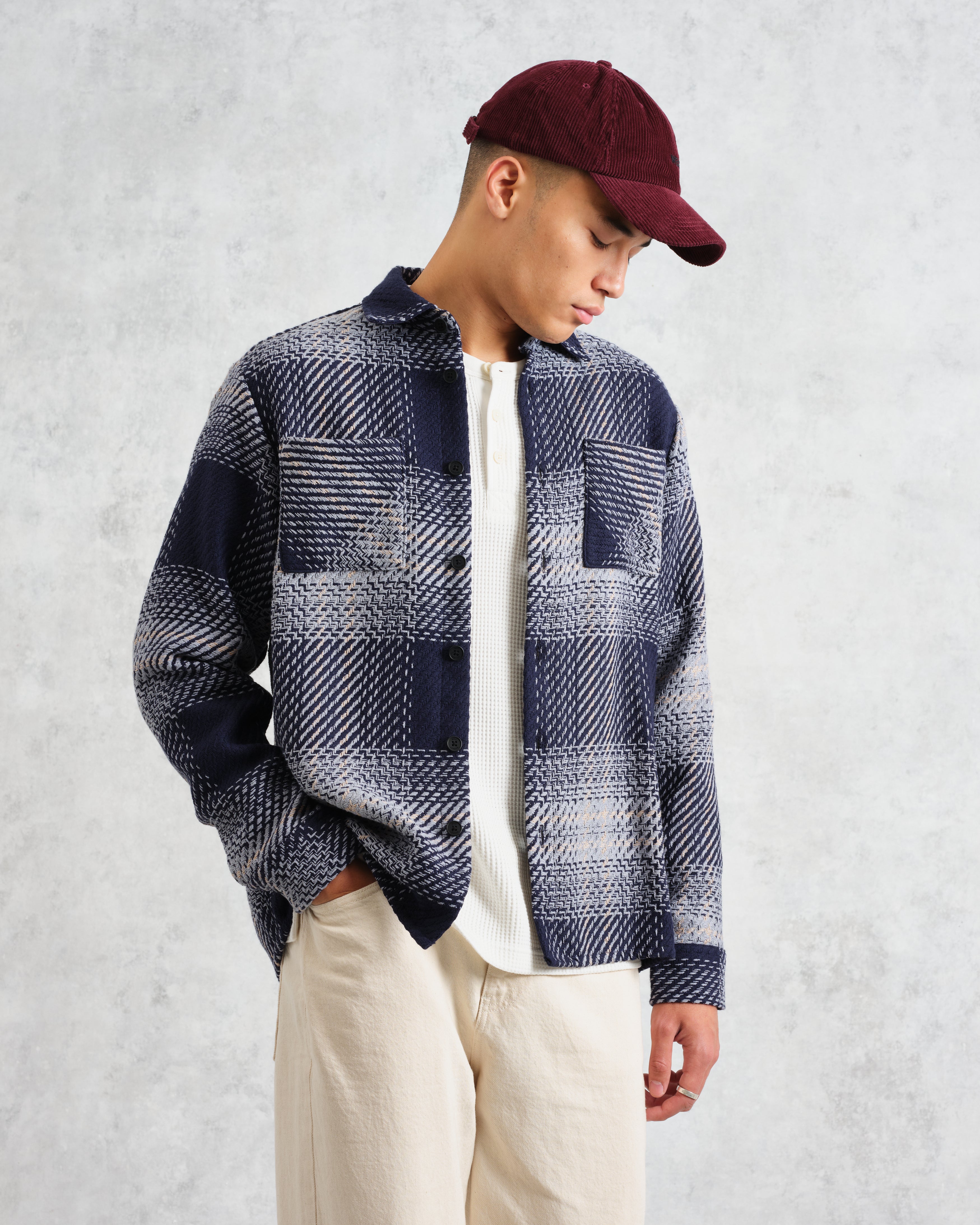 Whiting - Navy And Blue Ombre Check Overshirt
