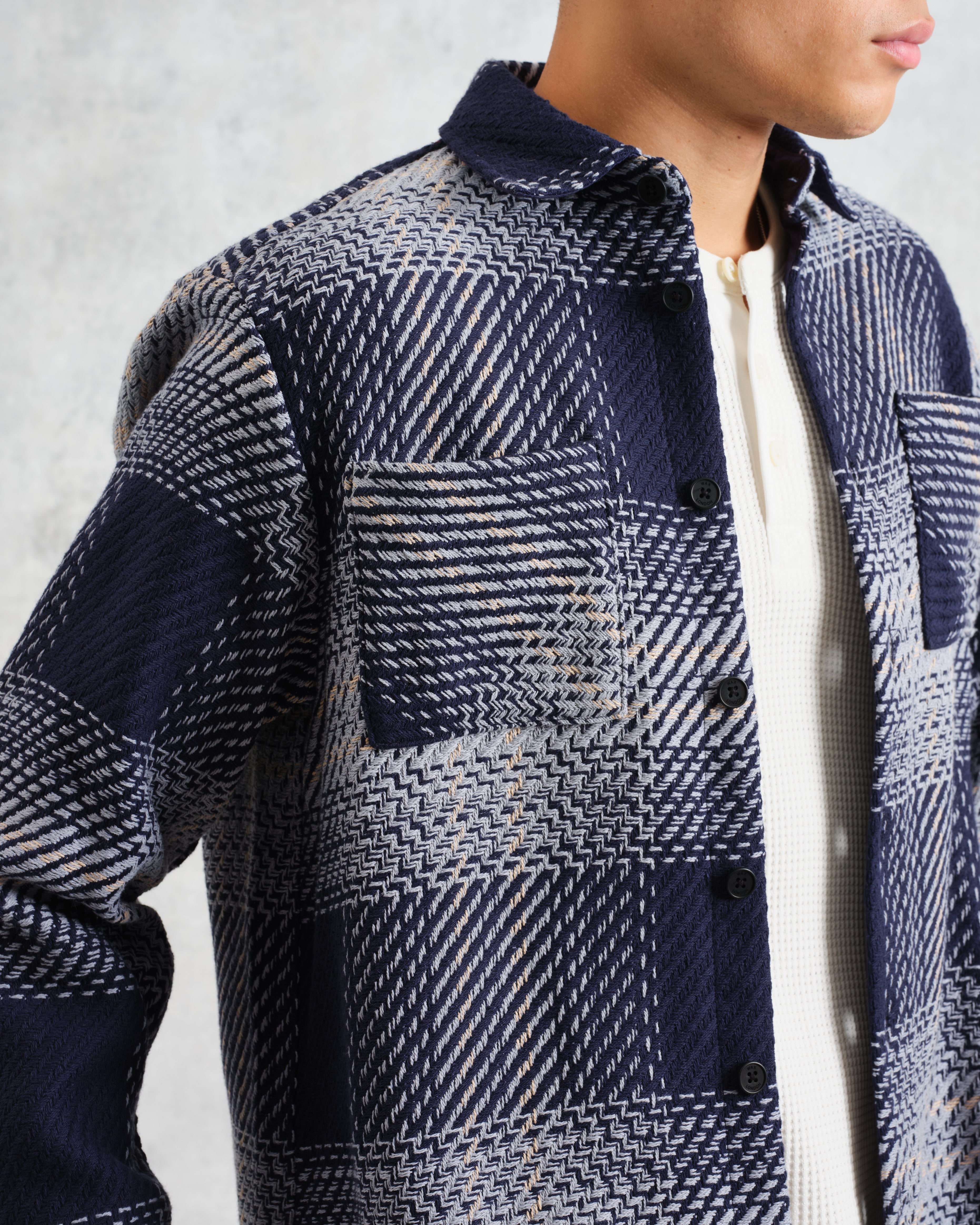 Whiting - Navy And Blue Ombre Check Overshirt