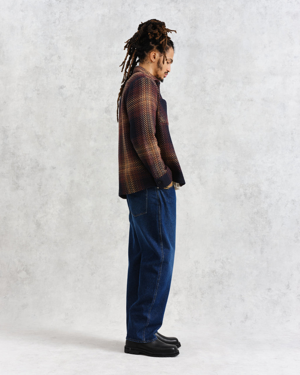 Whiting - Navy And Brown Windowpane Check Overshirt