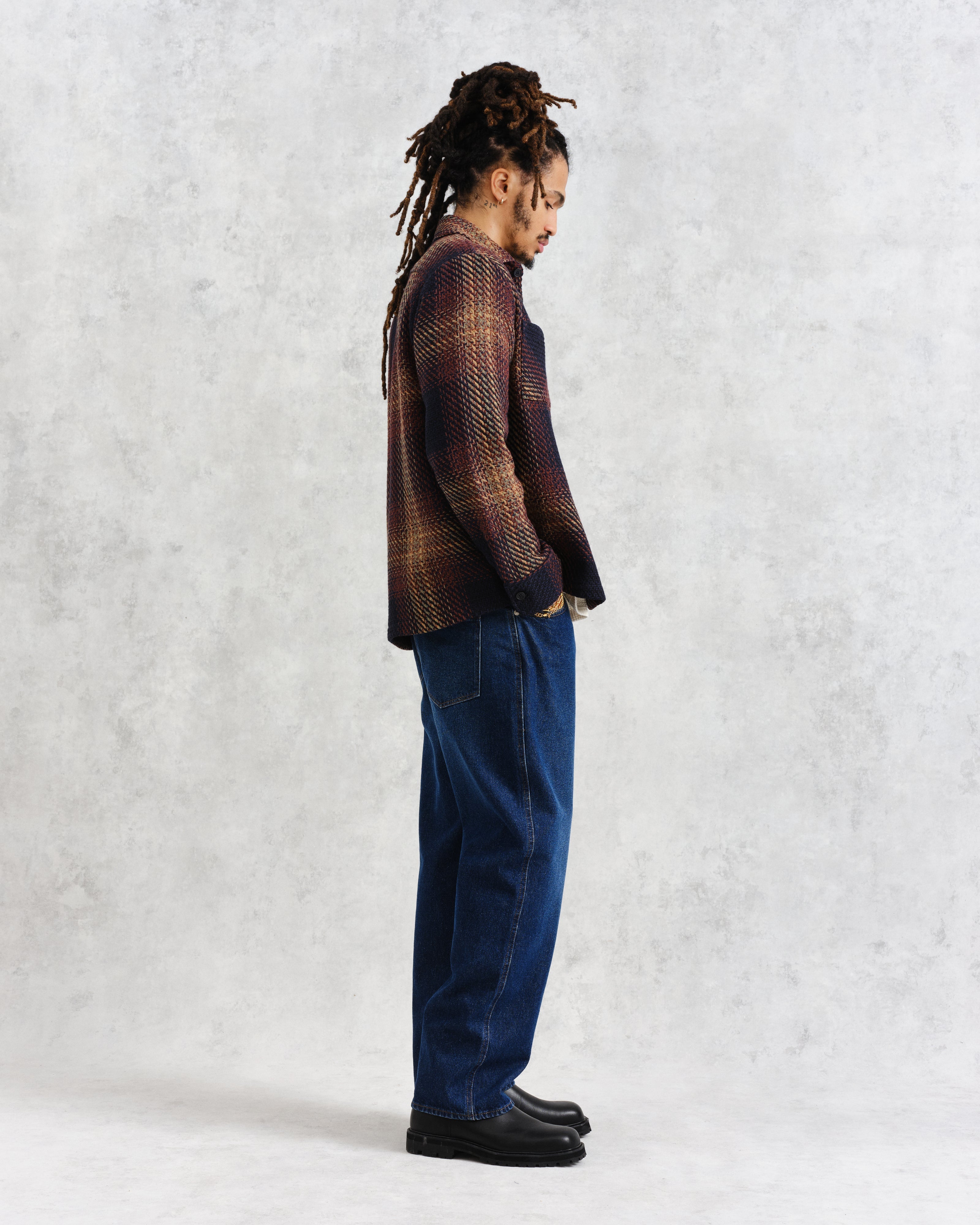 Whiting - Navy And Brown Windowpane Check Overshirt