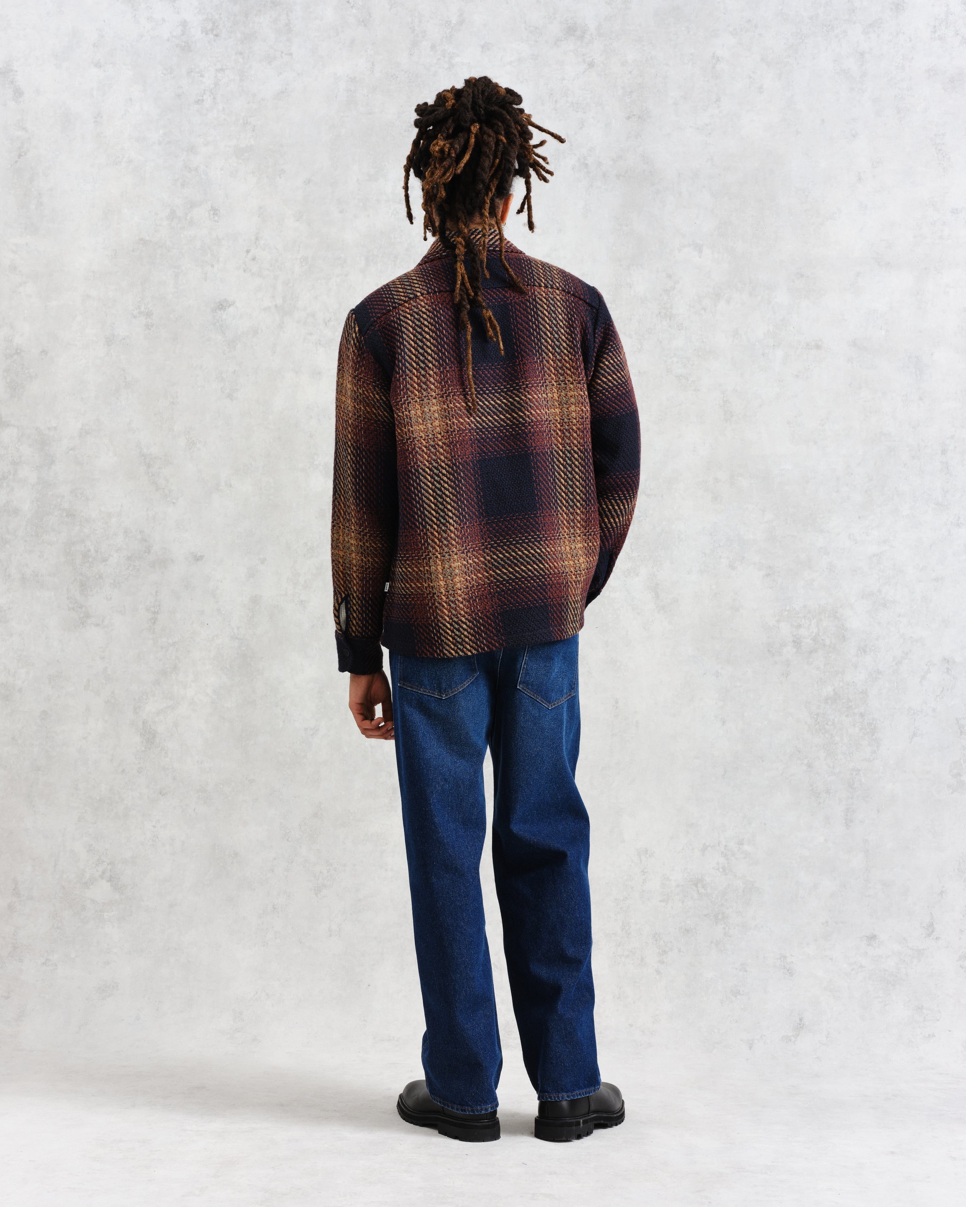 Whiting - Navy And Brown Windowpane Check Overshirt