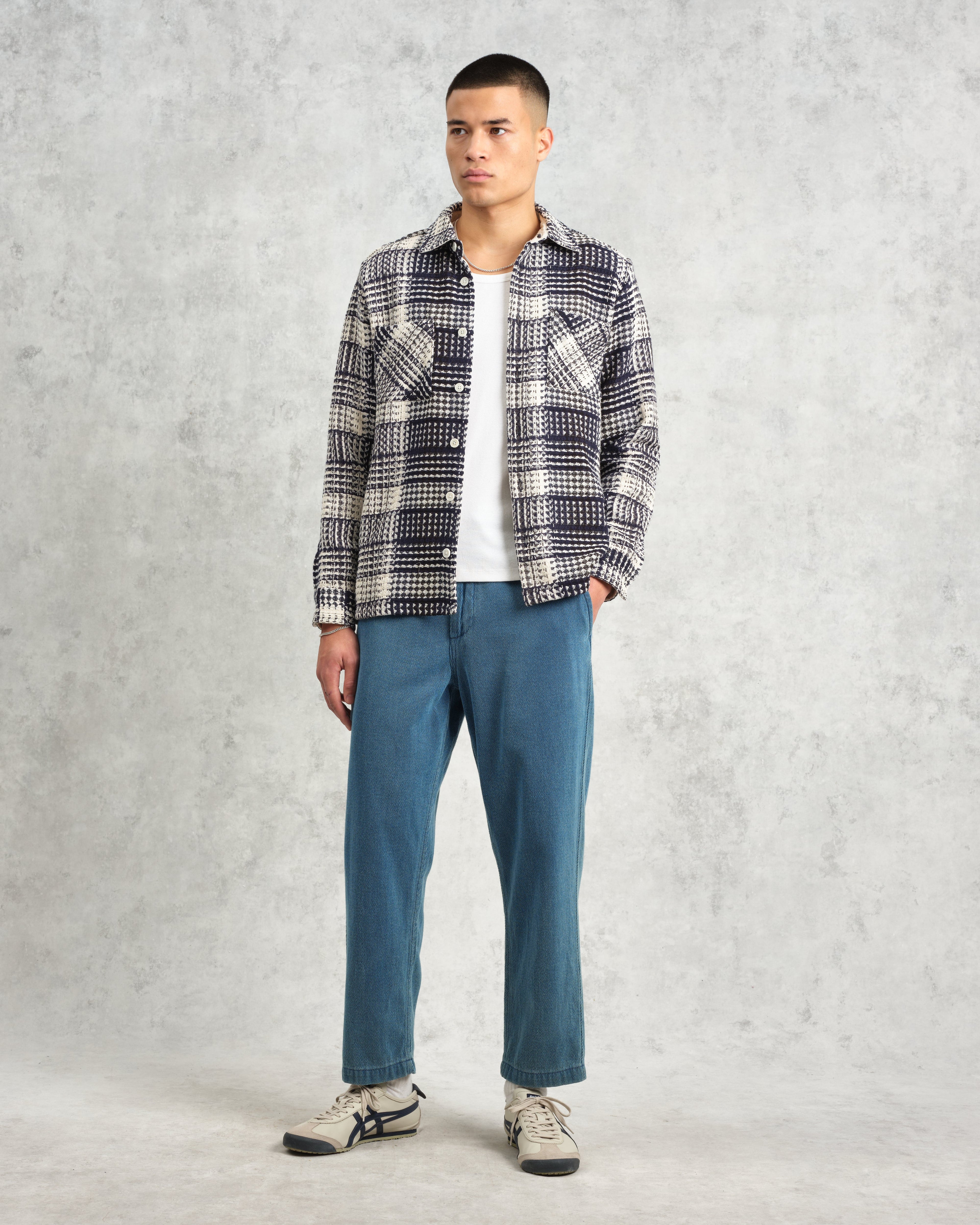 Whiting - Navy And Ecru Addle Check Overshirt