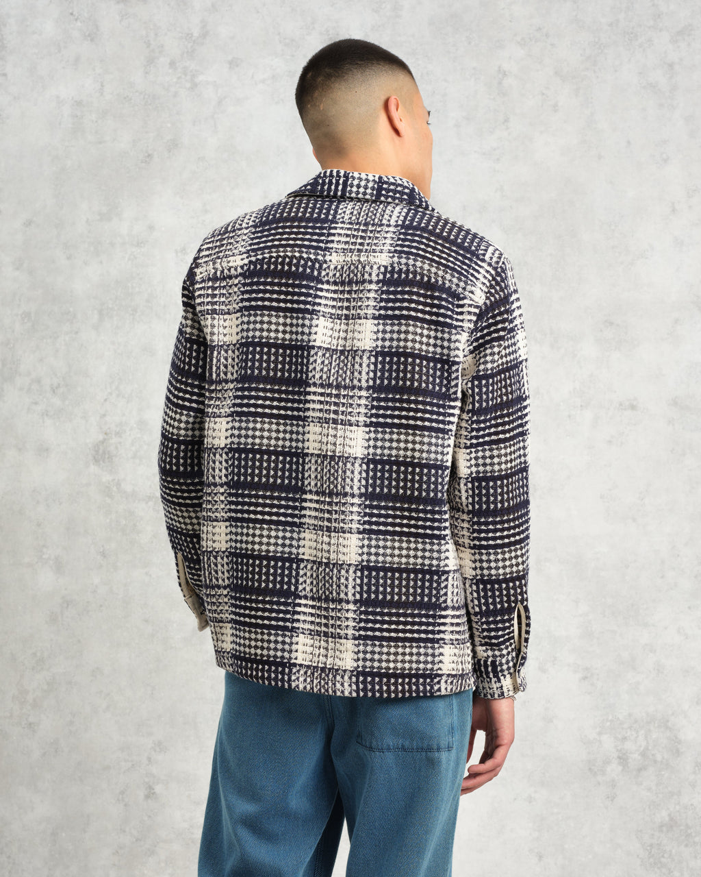 Whiting - Navy And Ecru Addle Check Overshirt