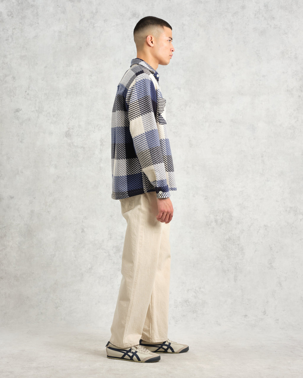 Whiting - Navy And Ecru Block Check Overshirt
