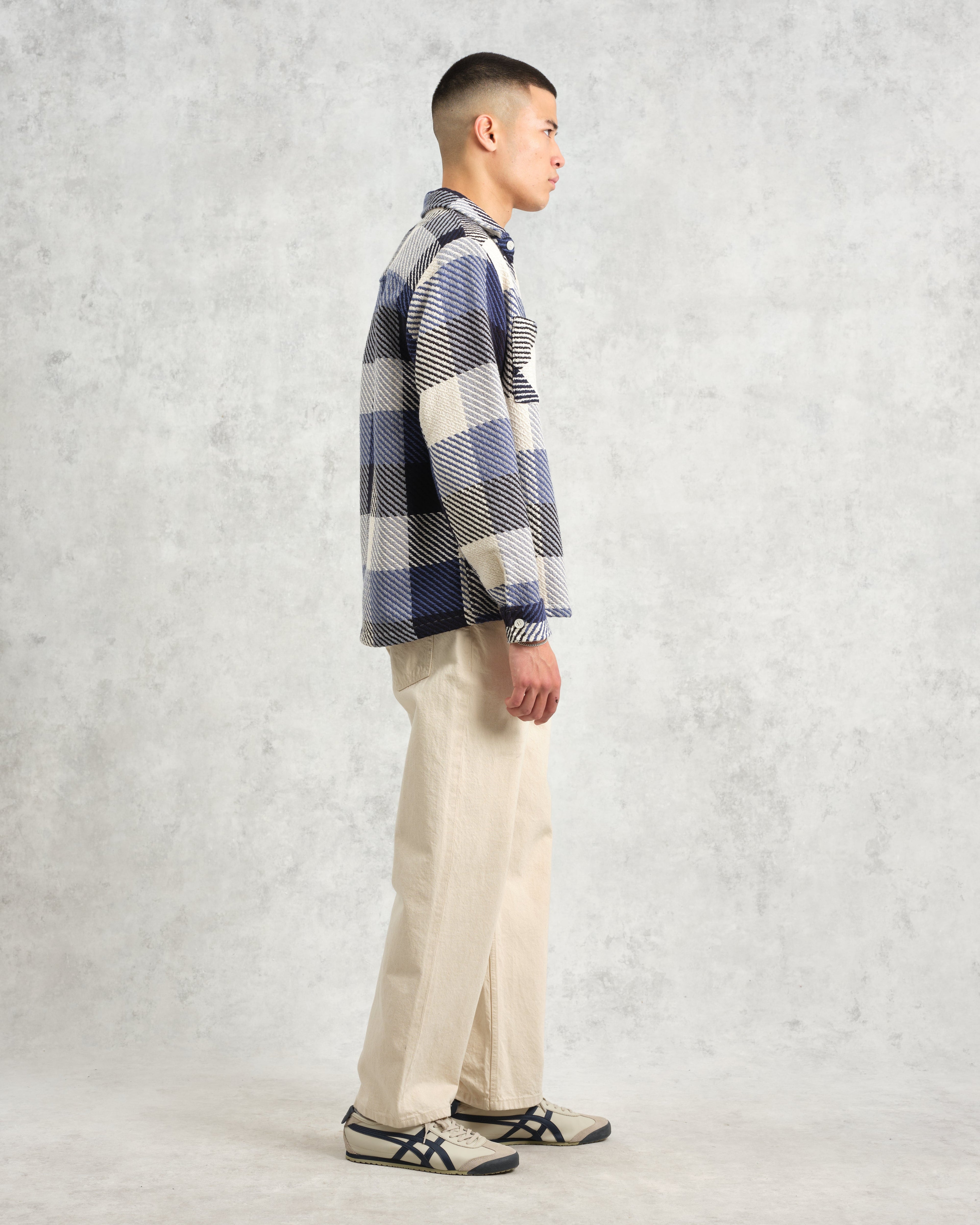 Whiting - Navy And Ecru Block Check Overshirt