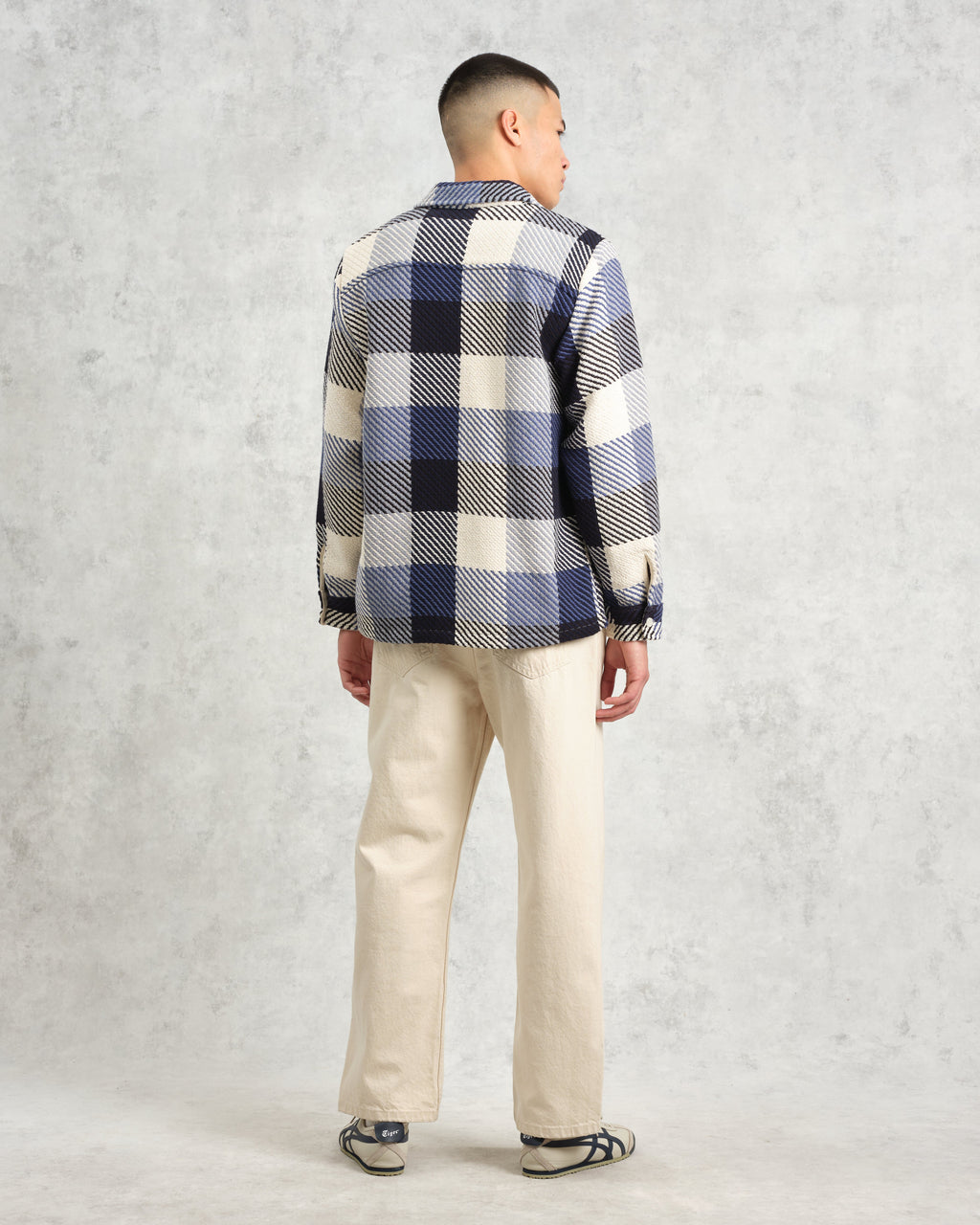 Whiting - Navy And Ecru Block Check Overshirt