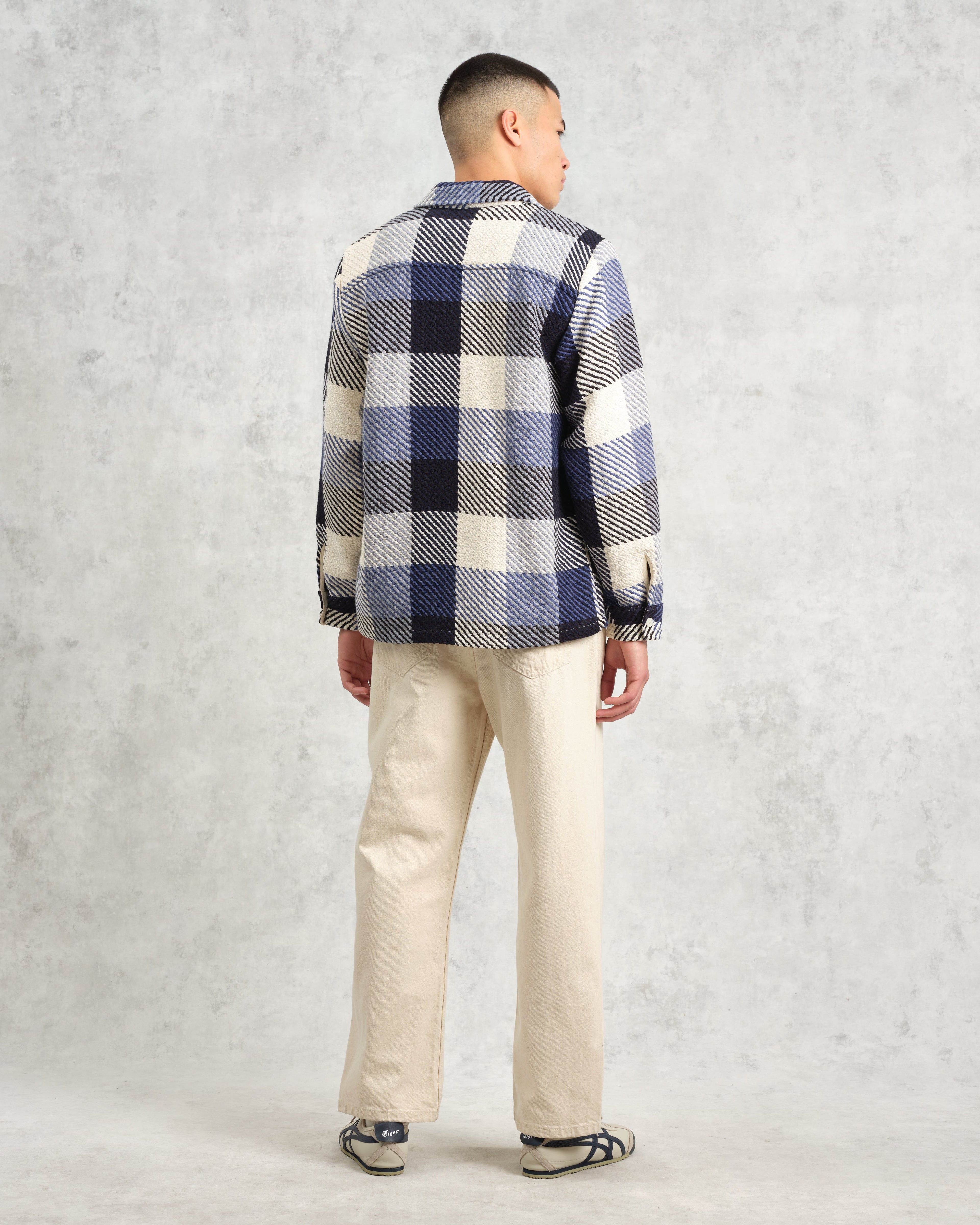 Whiting - Navy And Ecru Block Check Overshirt