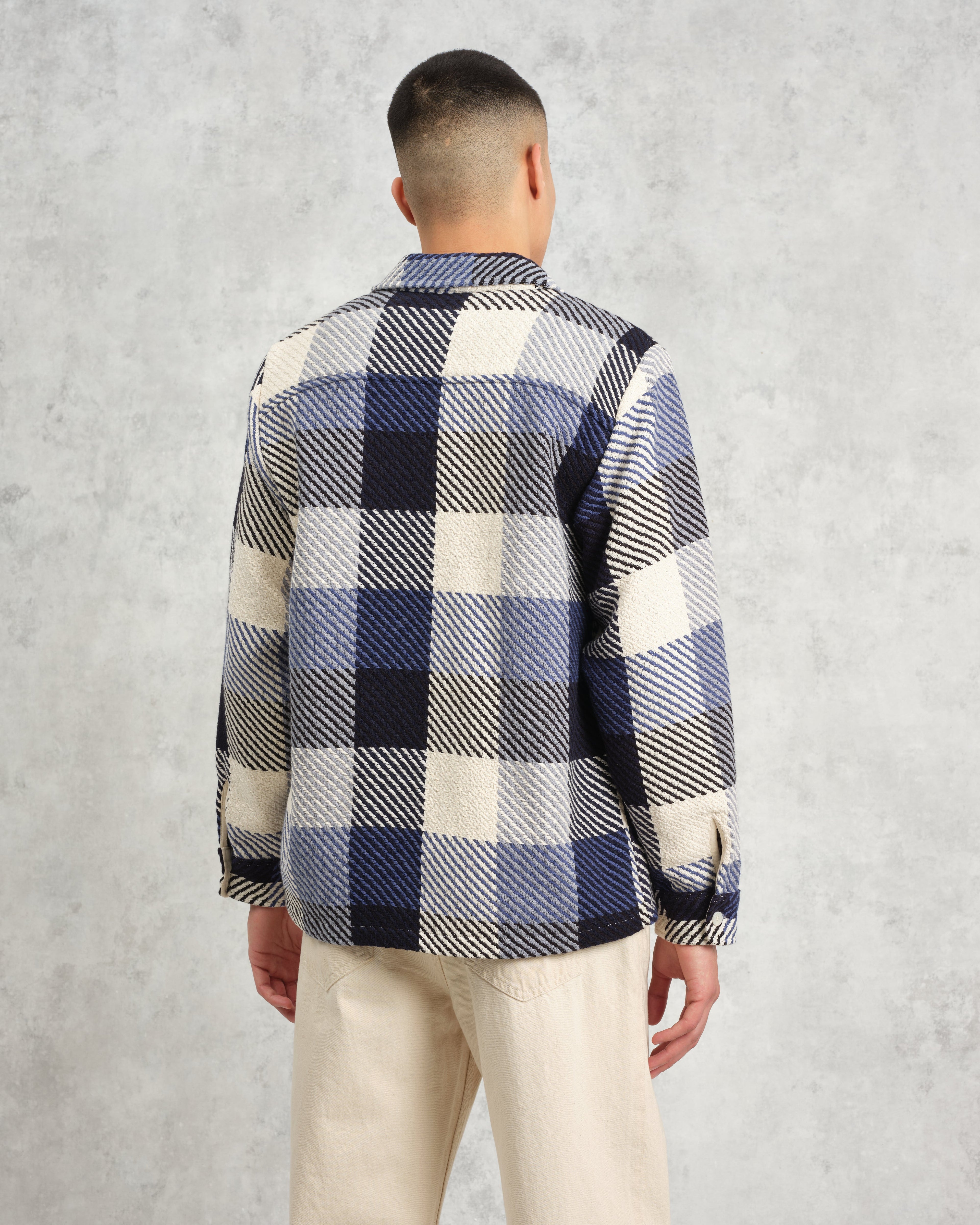 Whiting - Navy And Ecru Block Check Overshirt