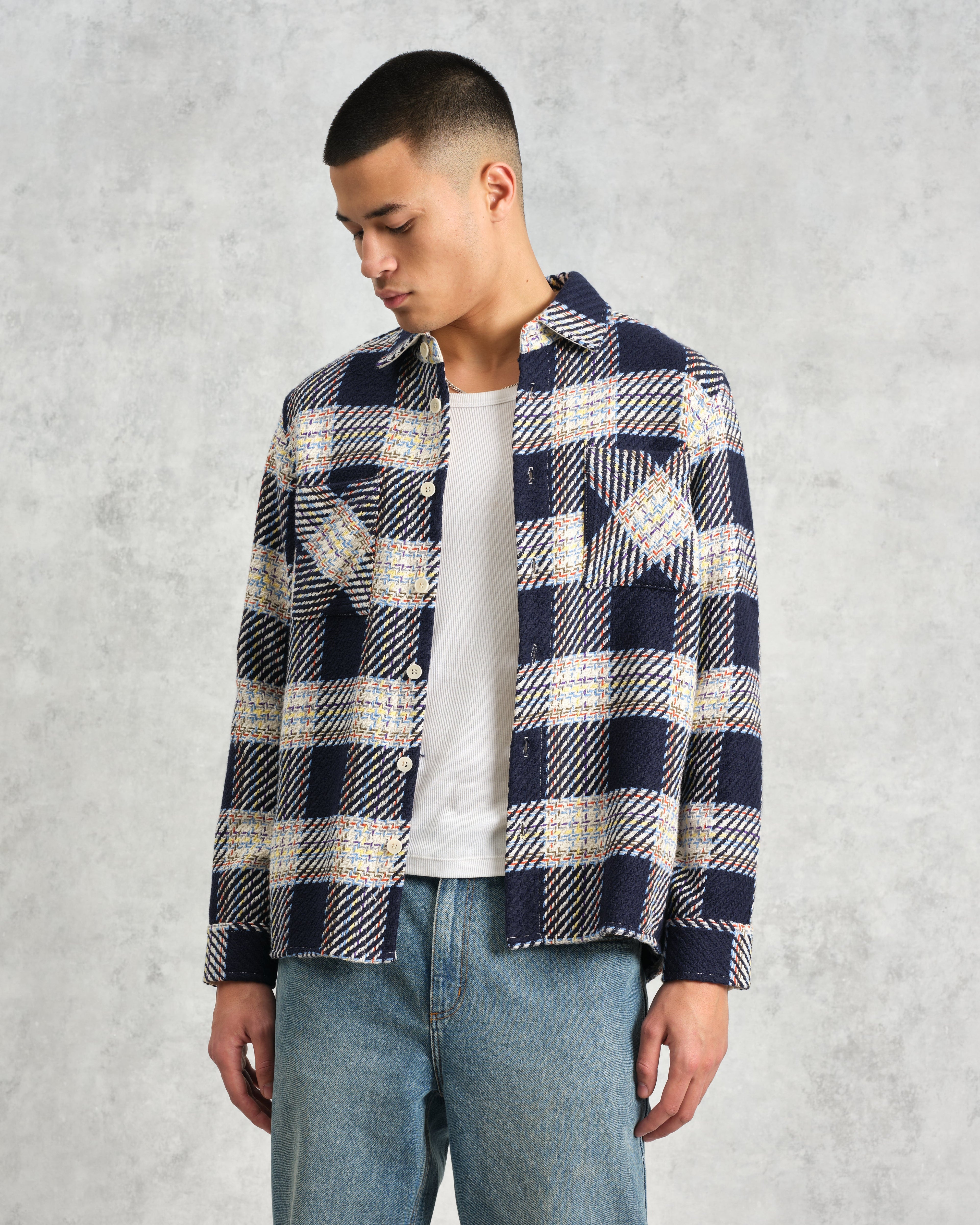 Whiting - Navy And Multicolour Hutton Check Overshirt
