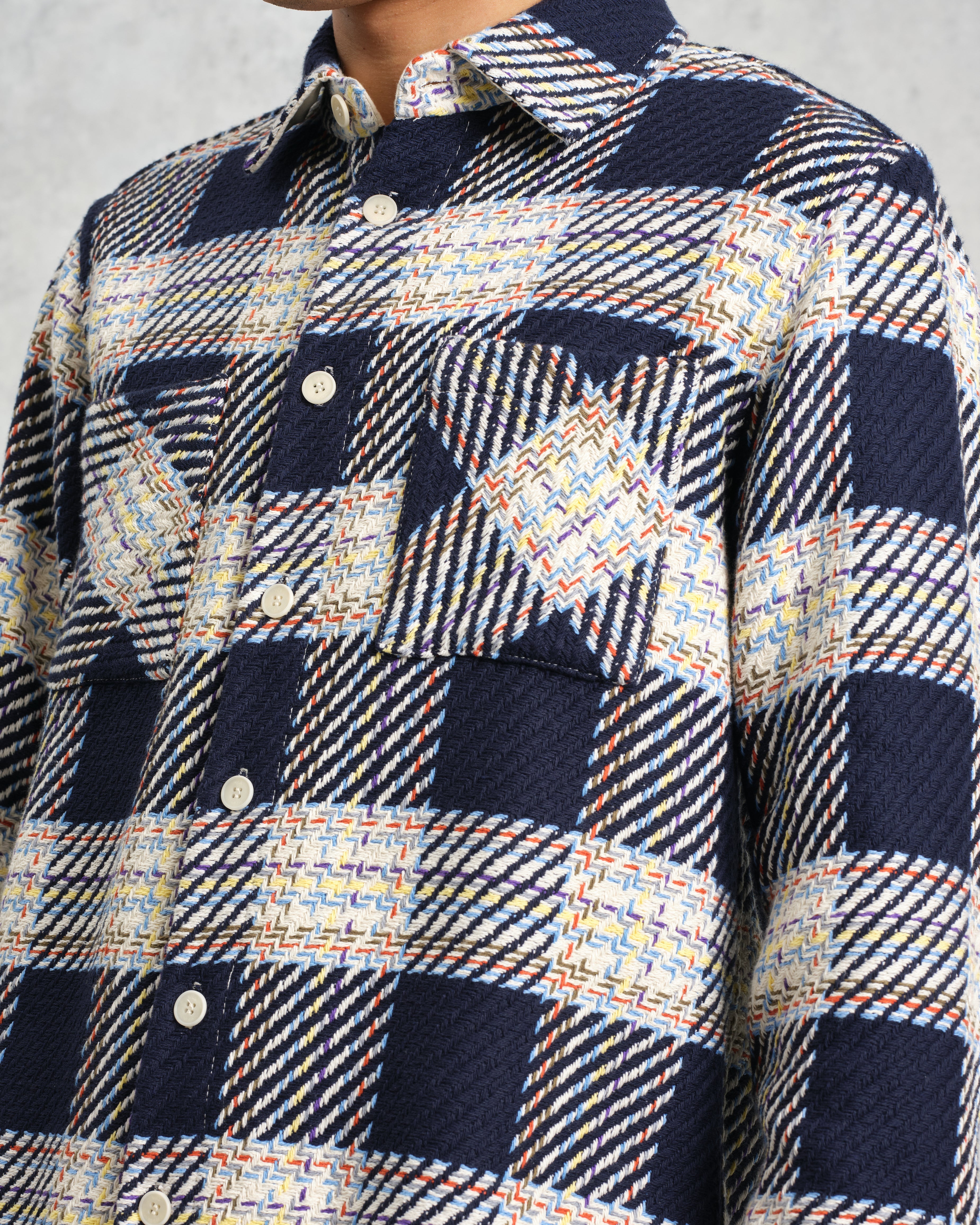 Whiting - Navy And Multicolour Hutton Check Overshirt
