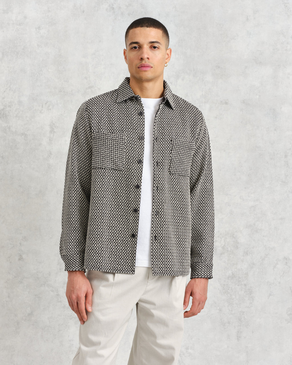 Whiting Overshirt Black/Ecru Stepney