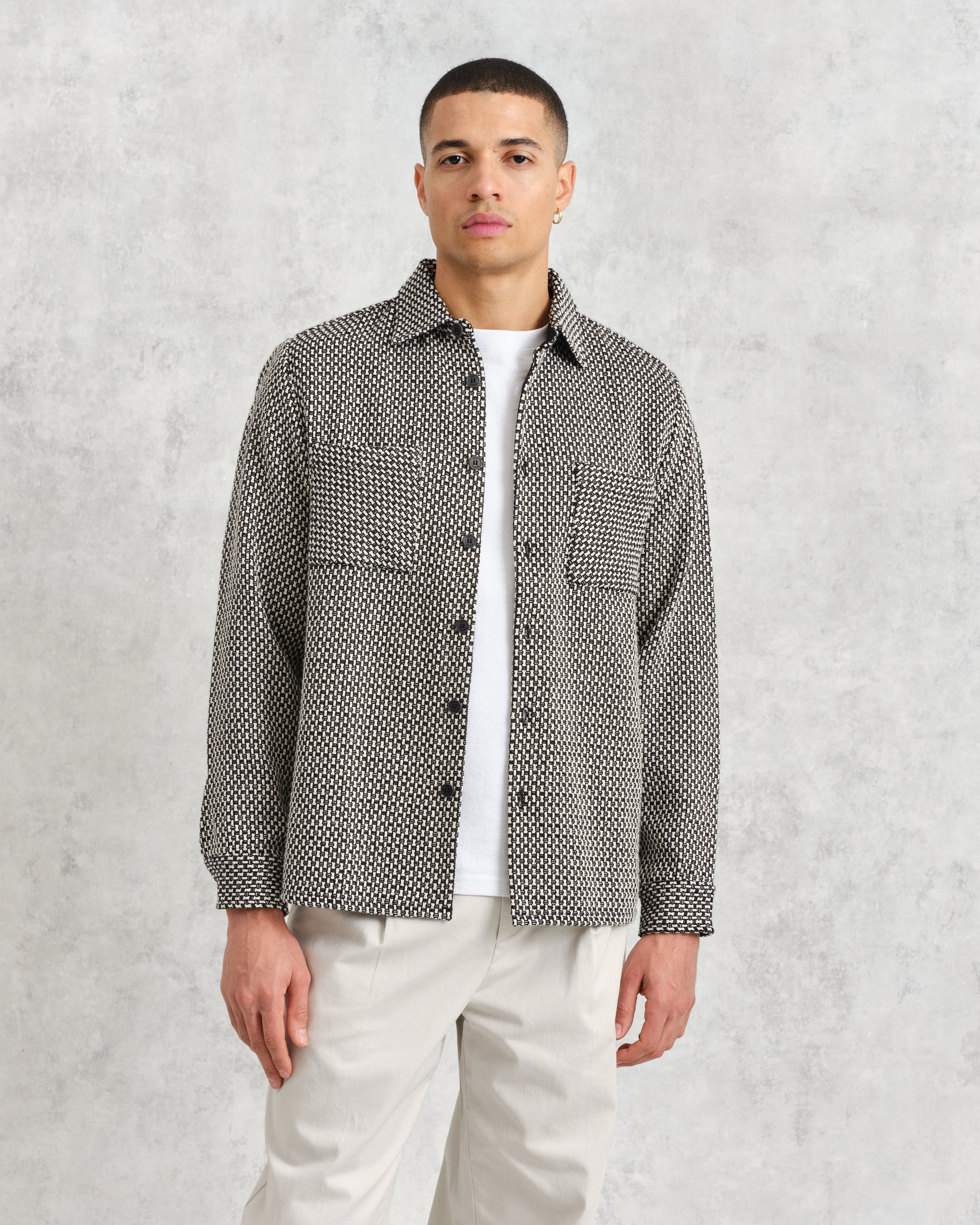 Whiting Overshirt Black/Ecru Stepney