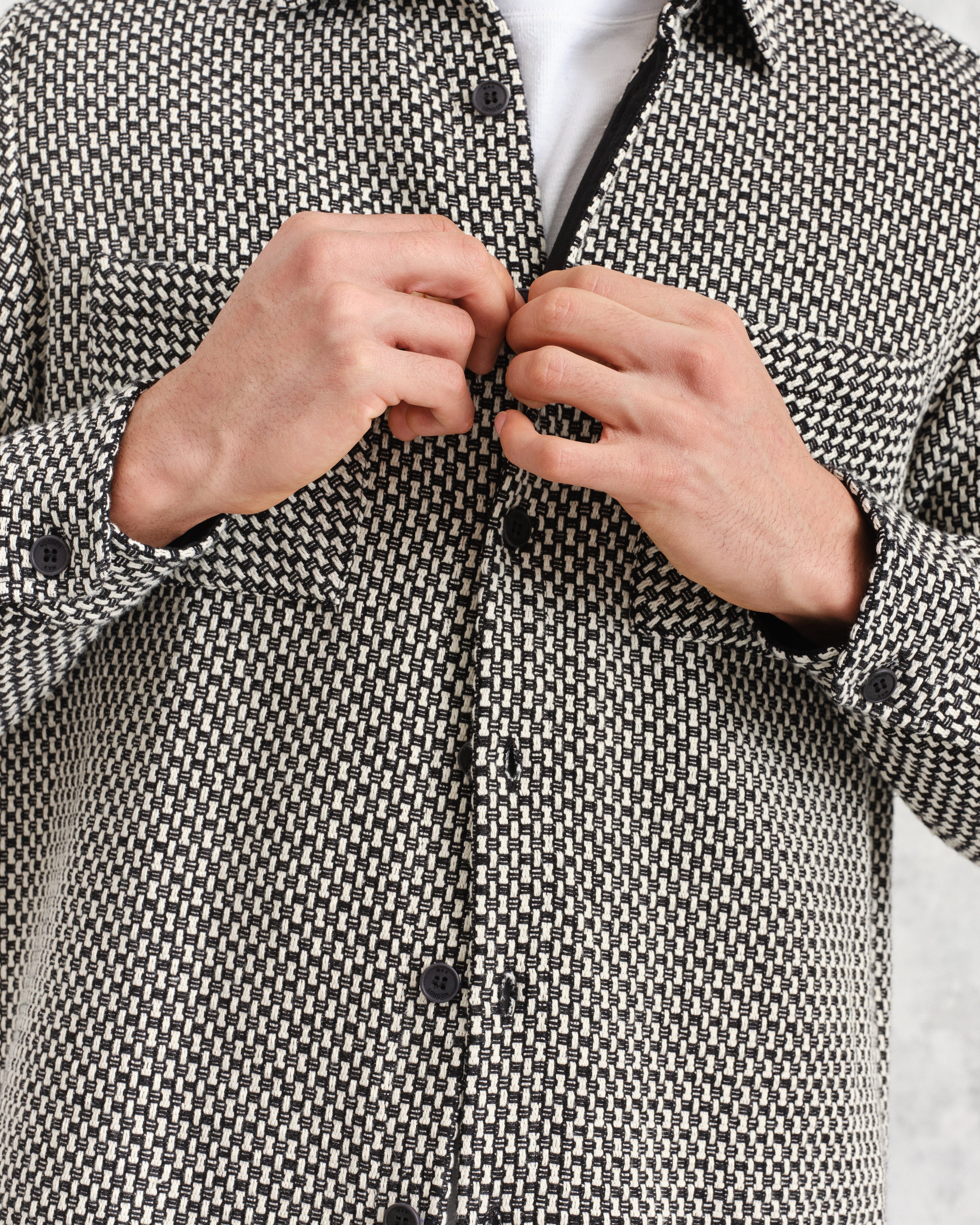Whiting Overshirt Black/Ecru Stepney