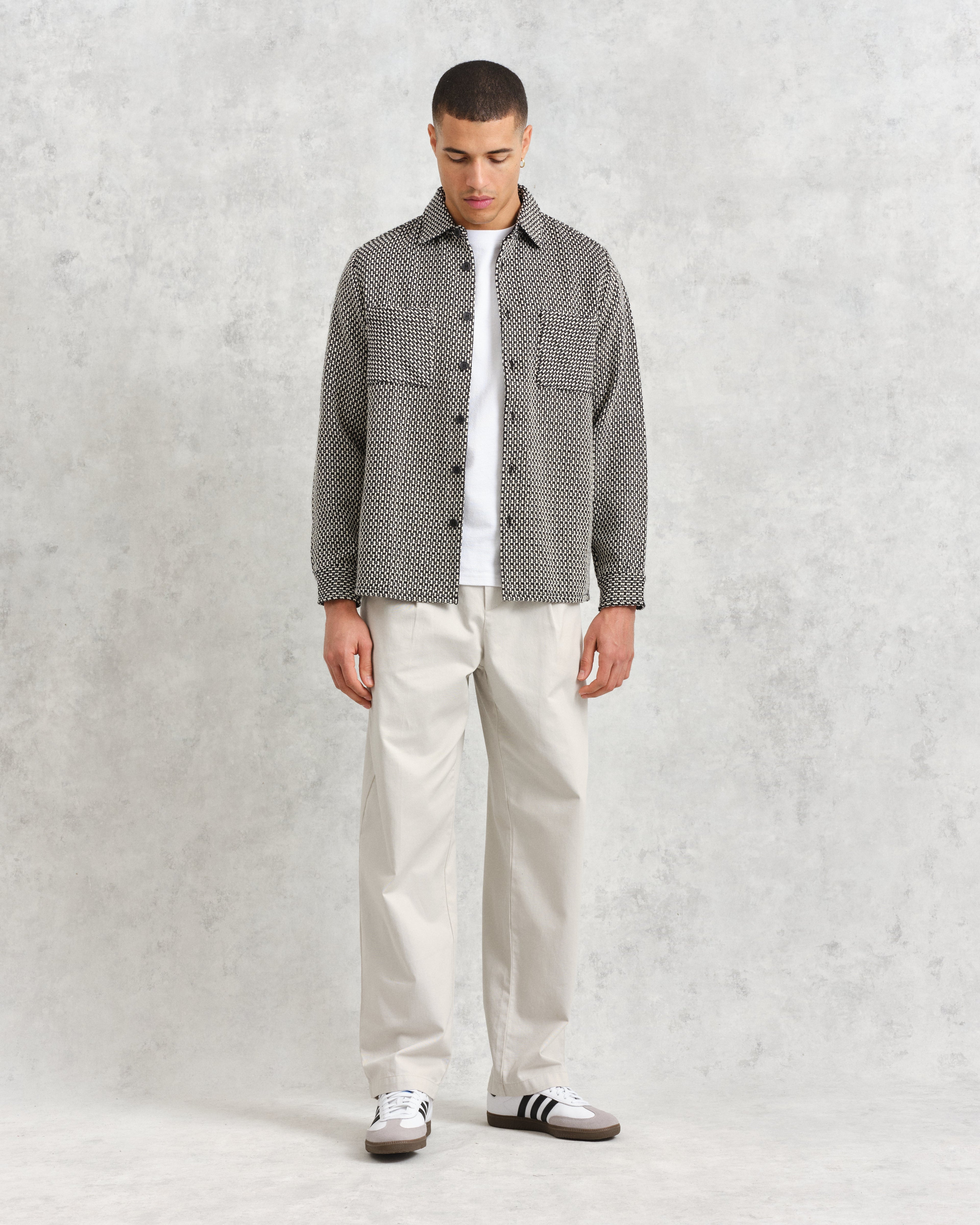 Whiting Overshirt Black/Ecru Stepney