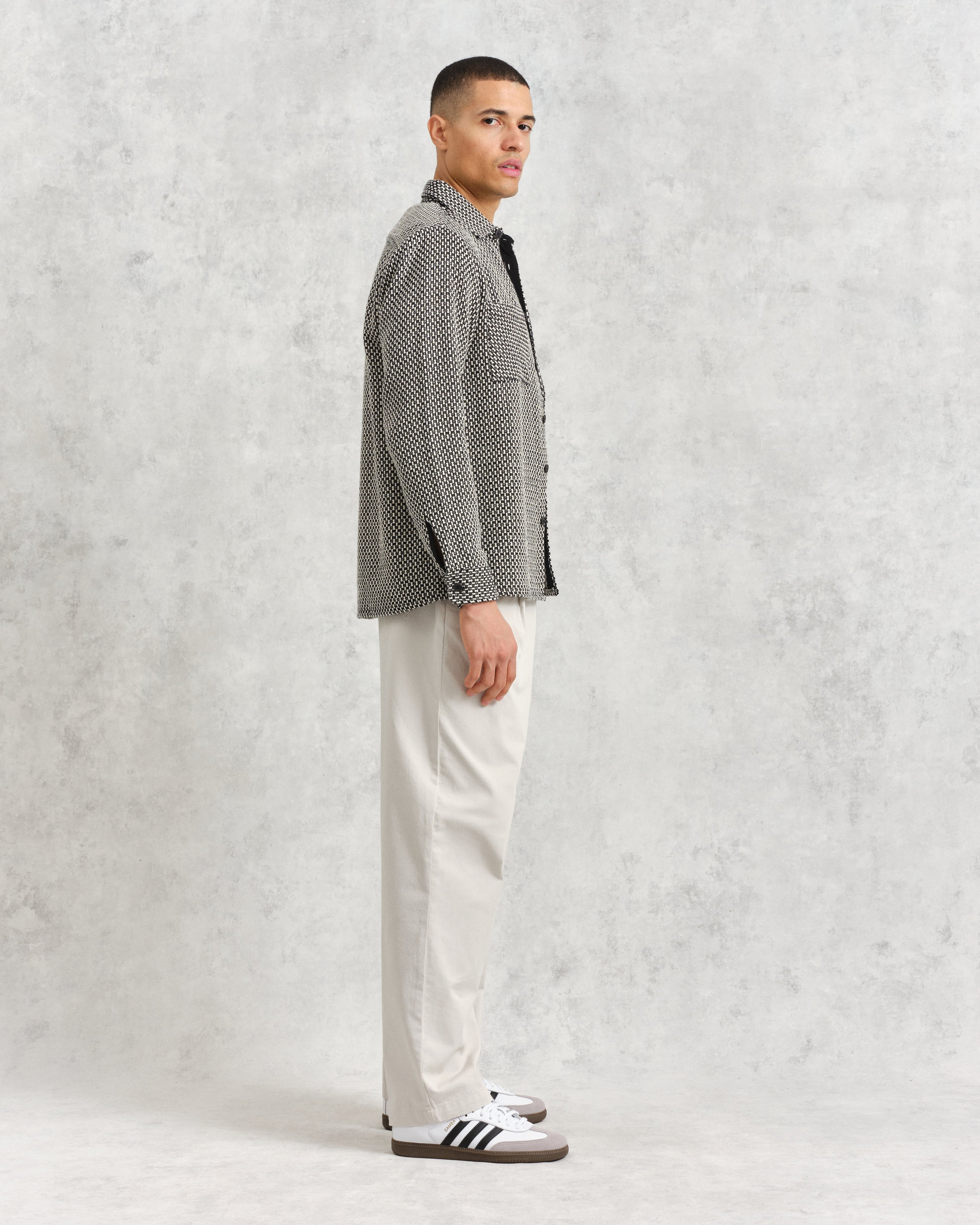 Whiting Overshirt Black/Ecru Stepney