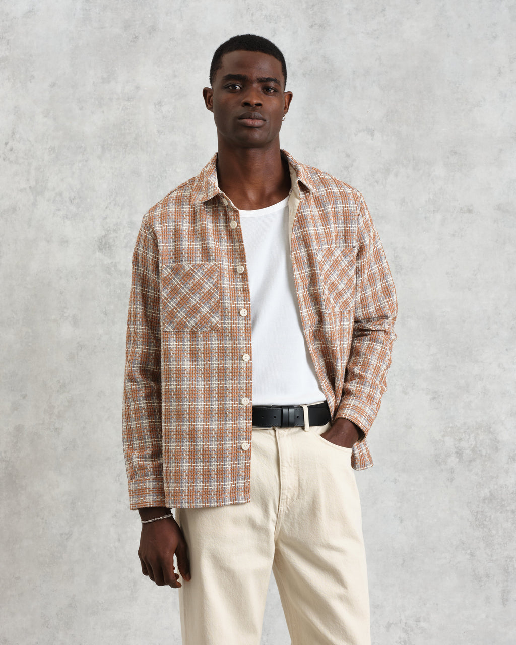 Whiting - Tan And Multicolour Ladder Check Overshirt