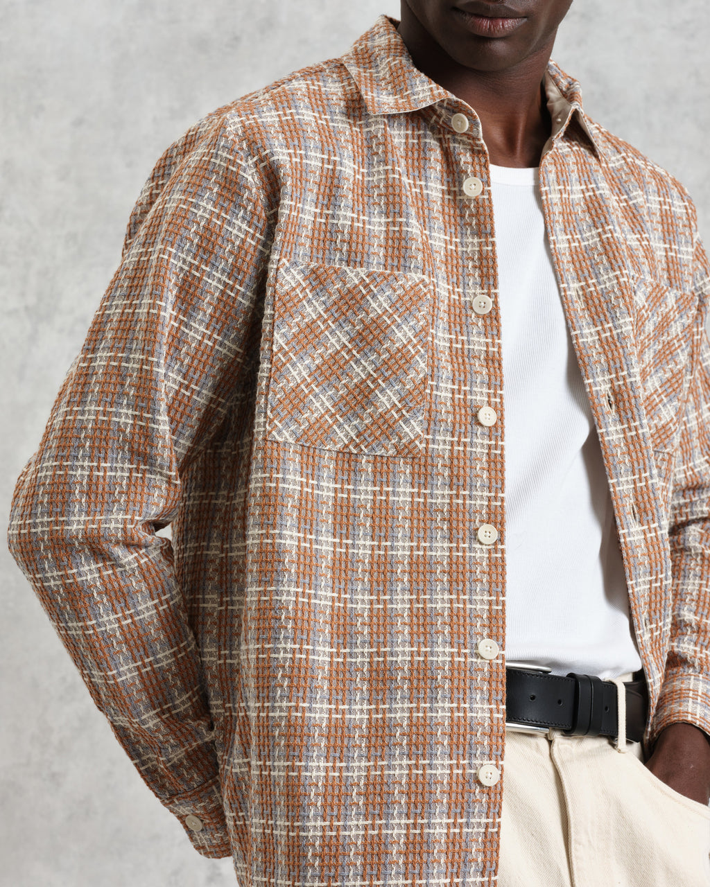 Whiting - Tan And Multicolour Ladder Check Overshirt