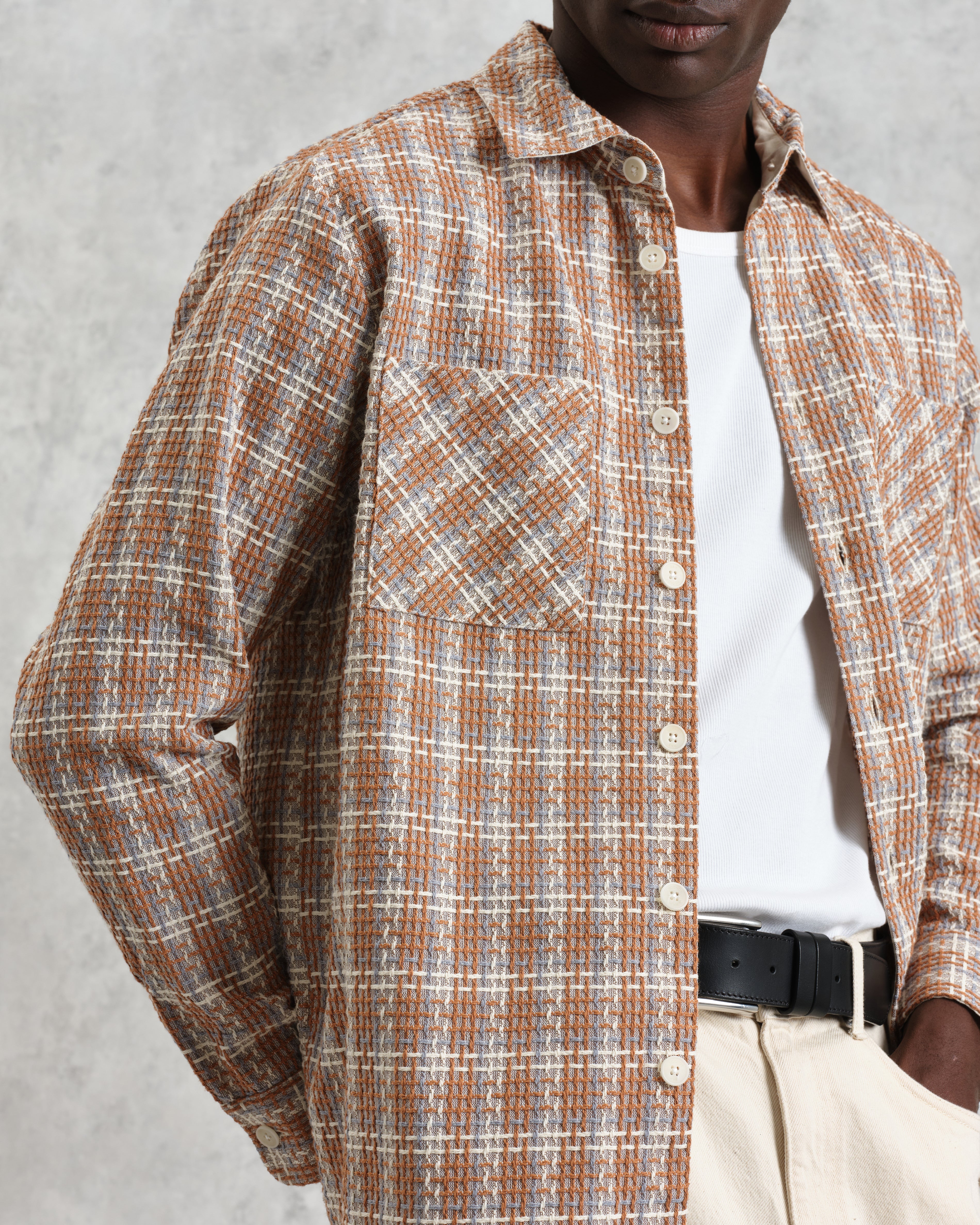 Whiting - Tan And Multicolour Ladder Check Overshirt