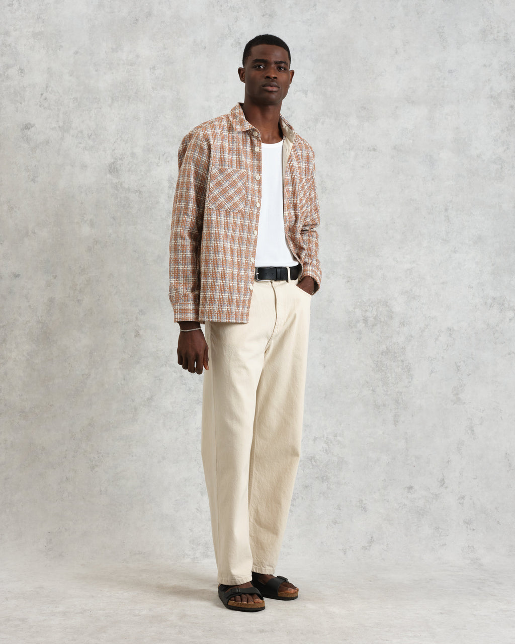 Whiting - Tan And Multicolour Ladder Check Overshirt