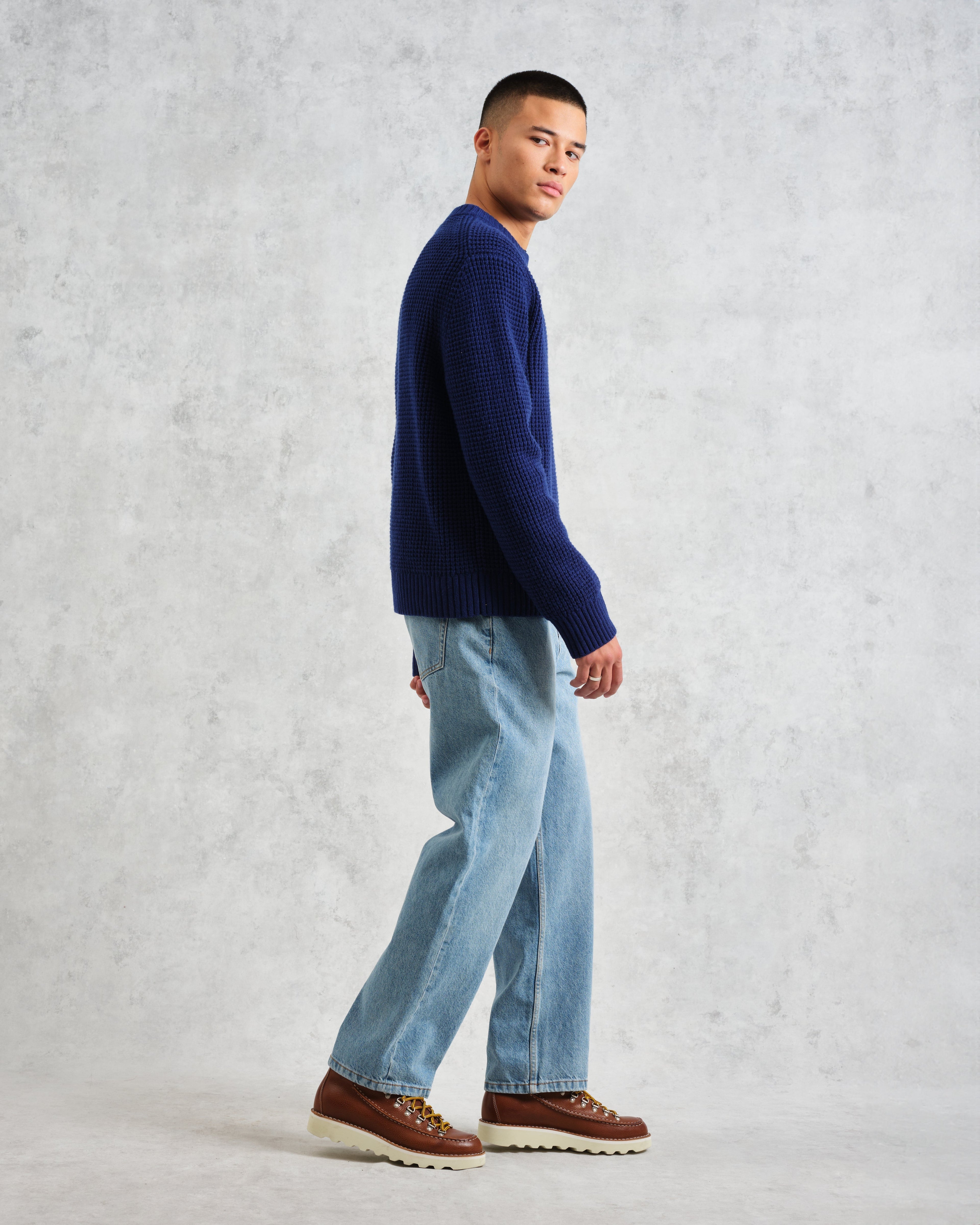 Wilde - Blue Waffle Knit Jumper