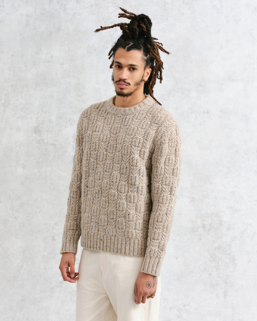 Wilde - Natural Checkerboard Leaf Jumper