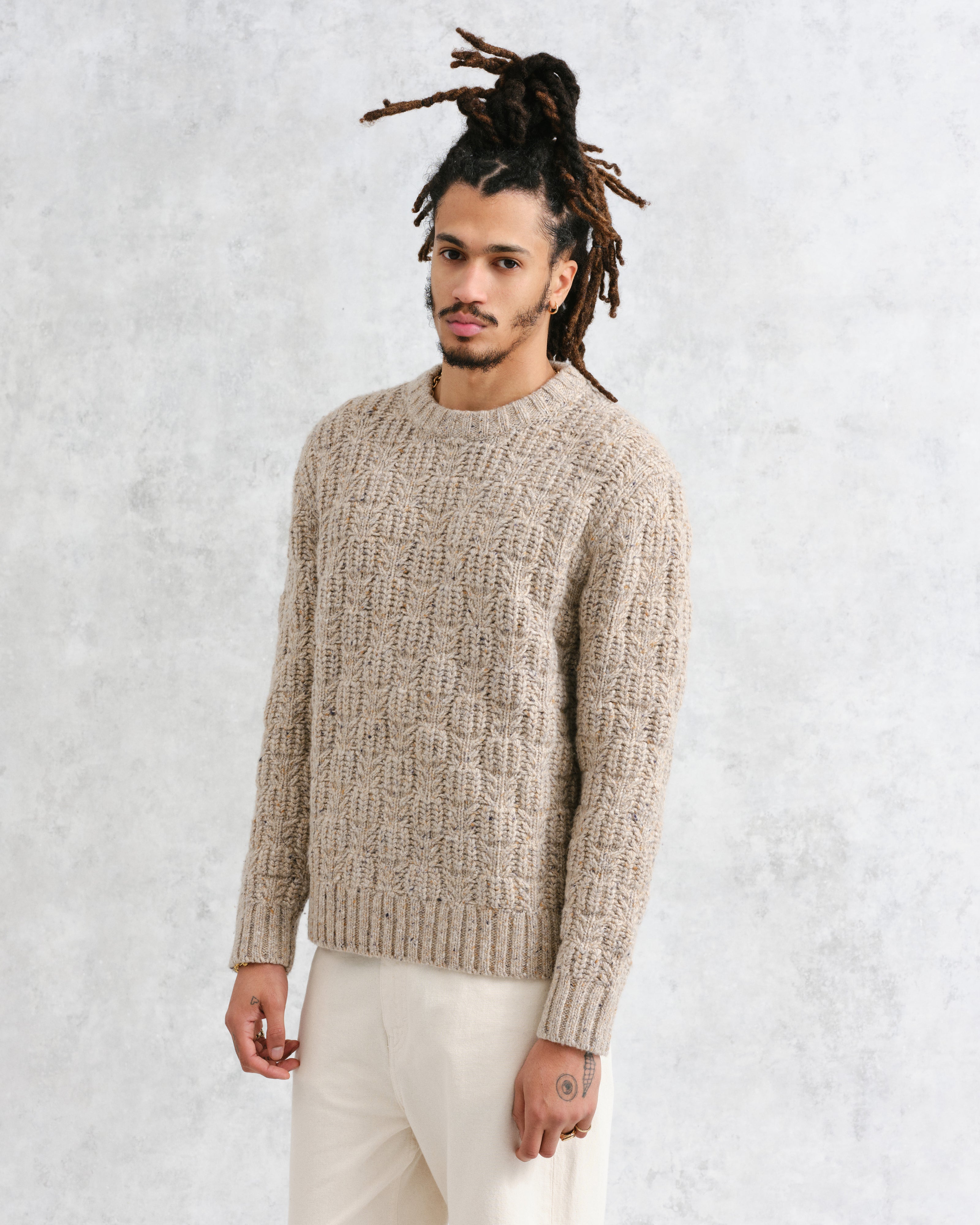 Wilde - Natural Checkerboard Leaf Jumper
