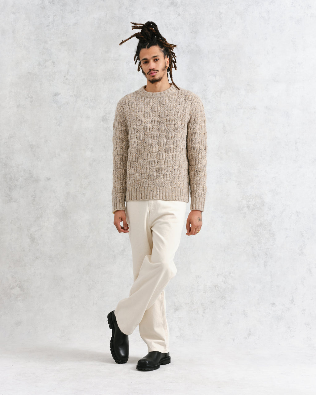Wilde - Natural Checkerboard Leaf Jumper