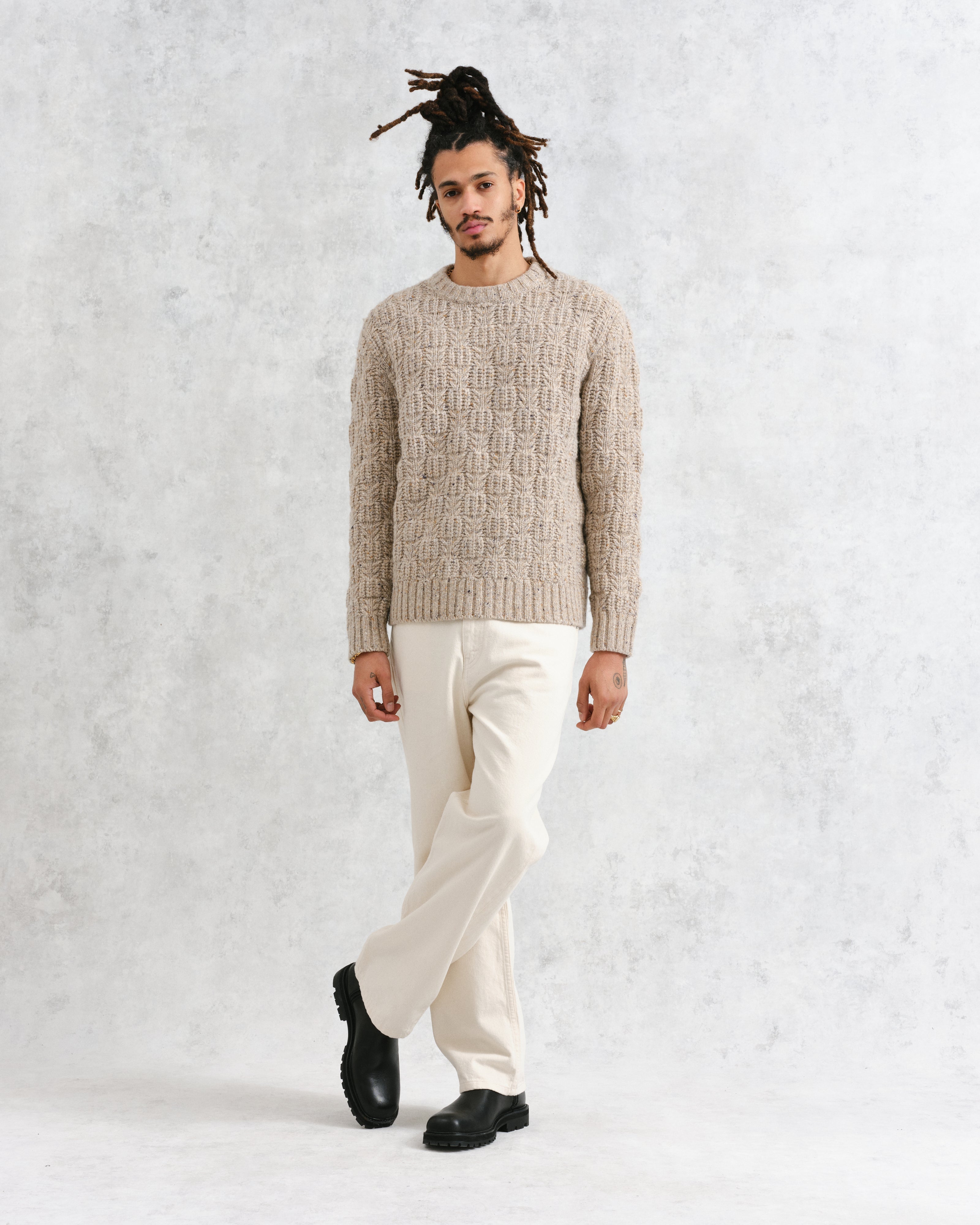 Wilde - Natural Checkerboard Leaf Jumper