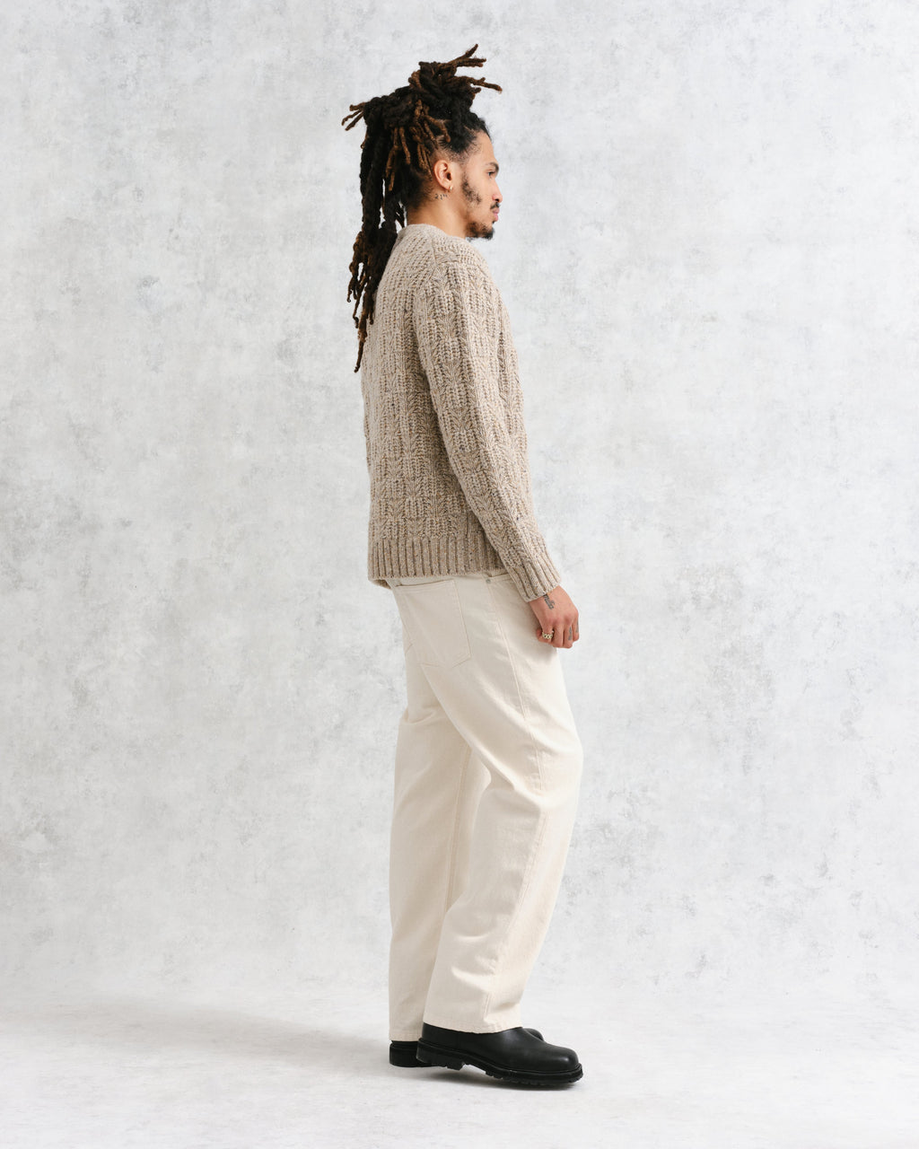 Wilde - Natural Checkerboard Leaf Jumper