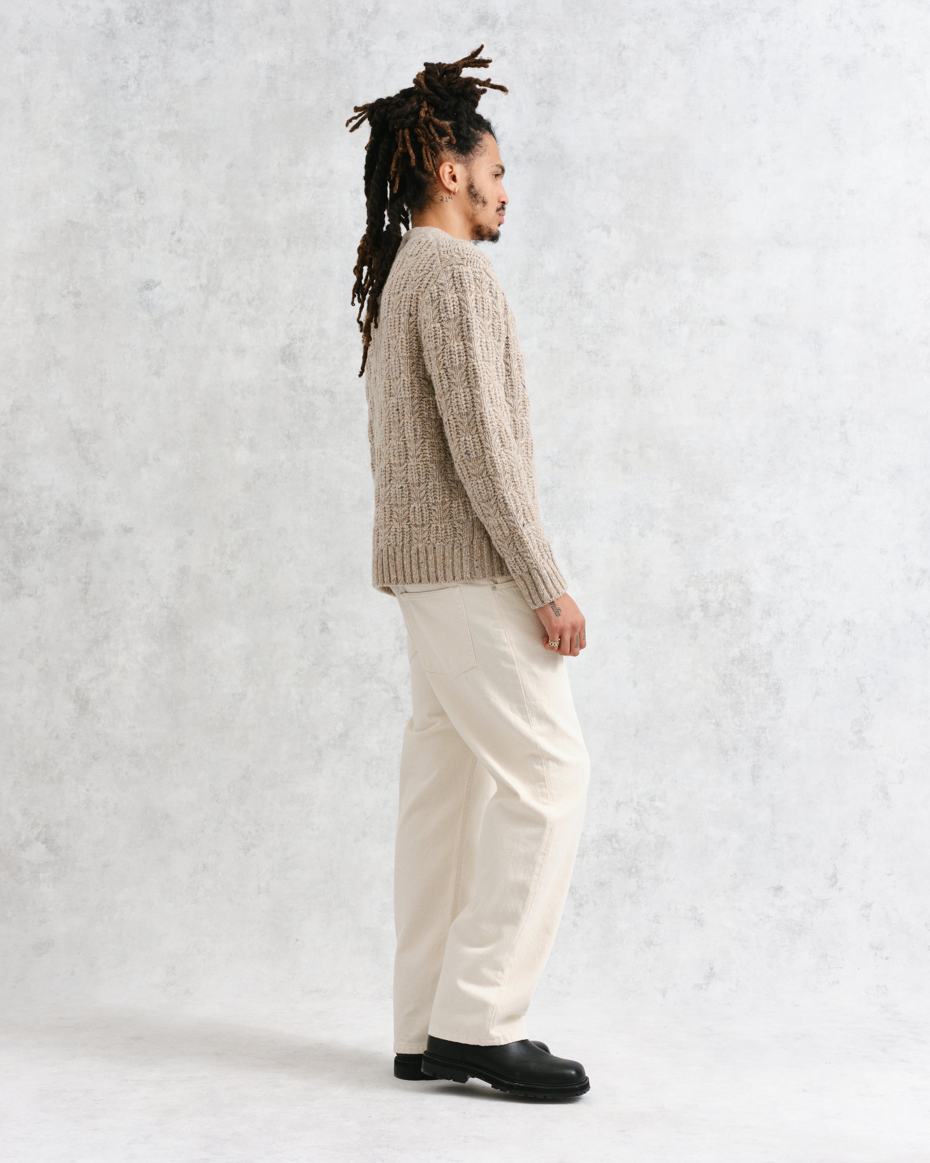 Wilde - Natural Checkerboard Leaf Jumper