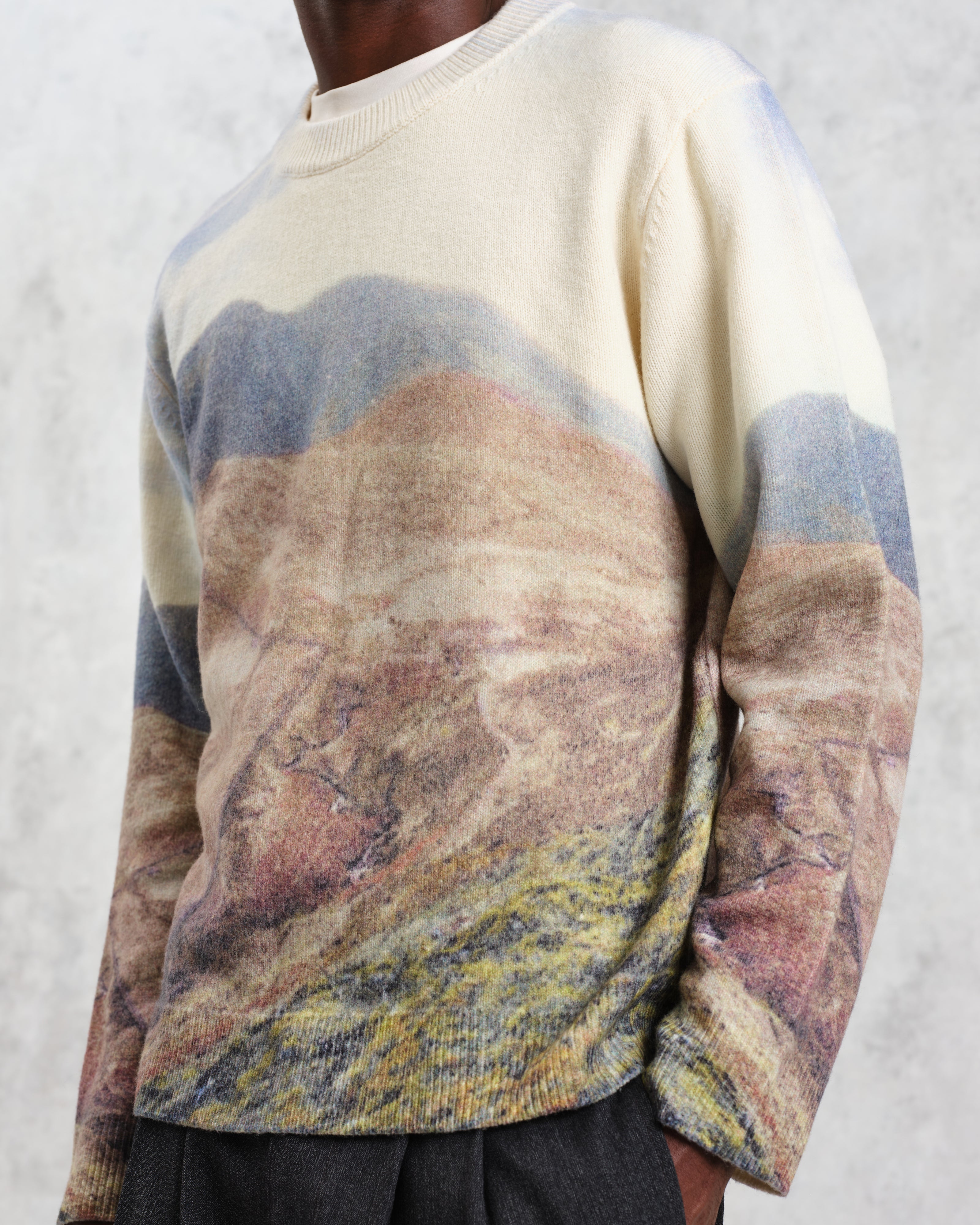 Wilde - Natural Landscape Print Wool Jumper