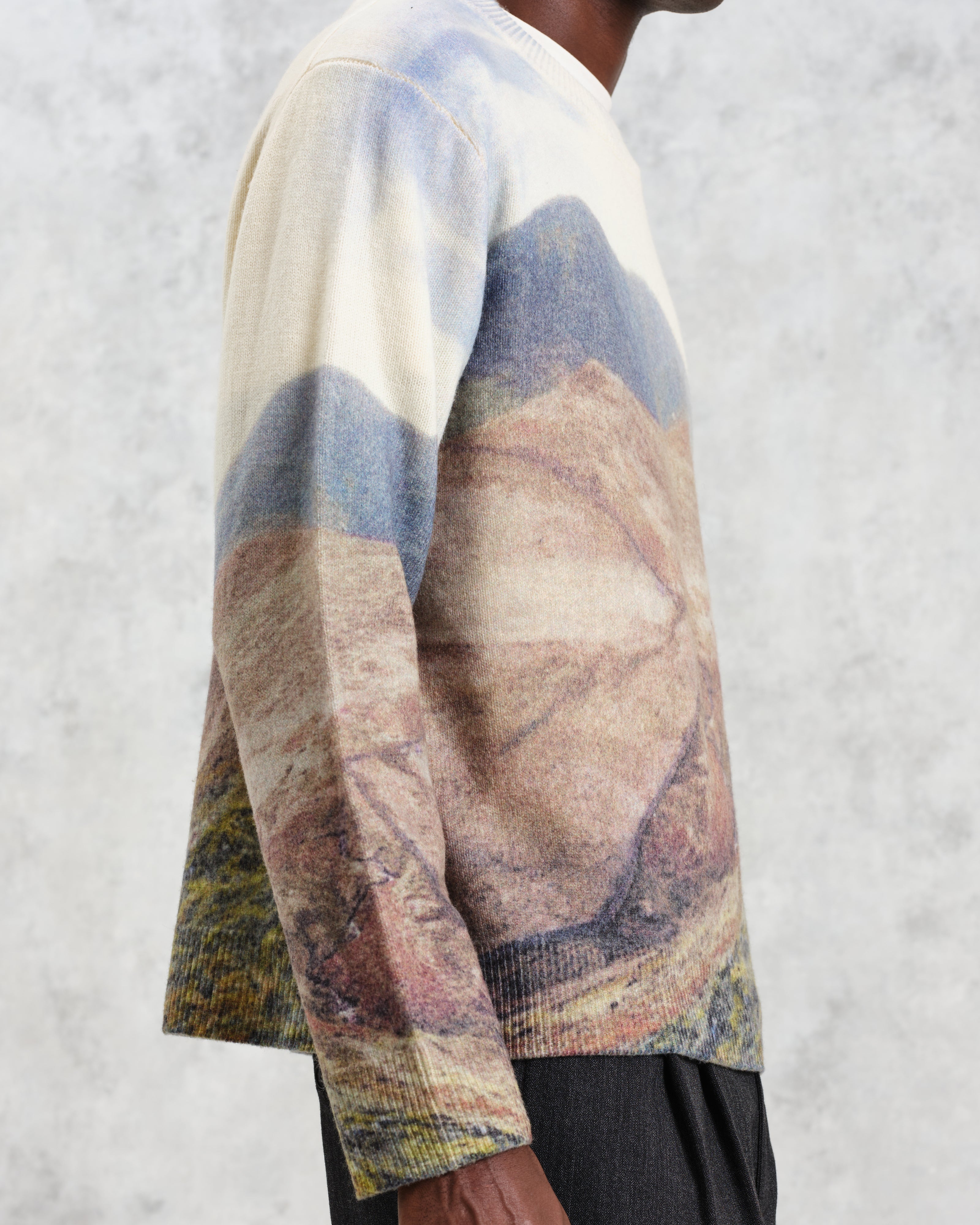 Wilde - Natural Landscape Print Wool Jumper