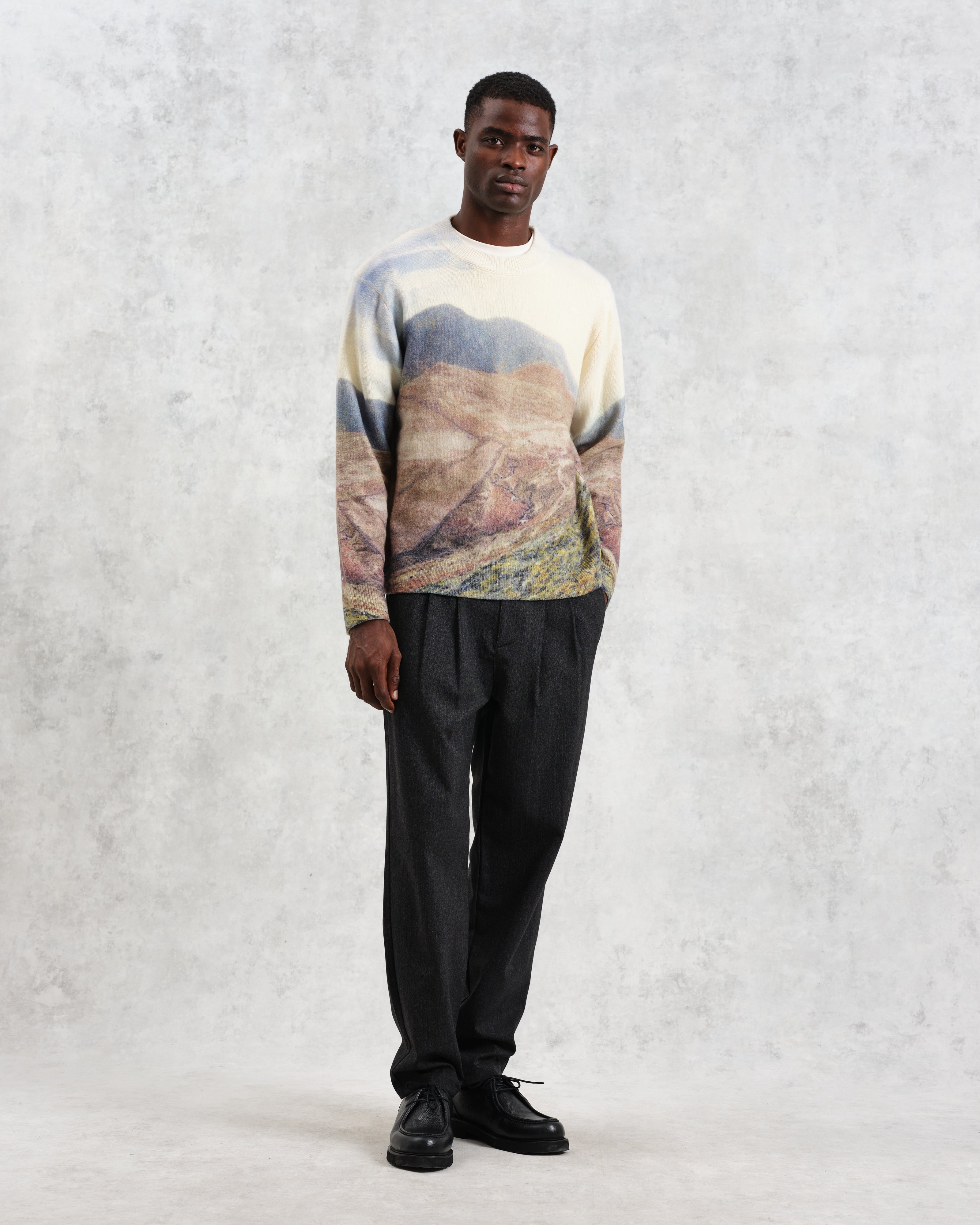 Wilde - Natural Landscape Print Wool Jumper