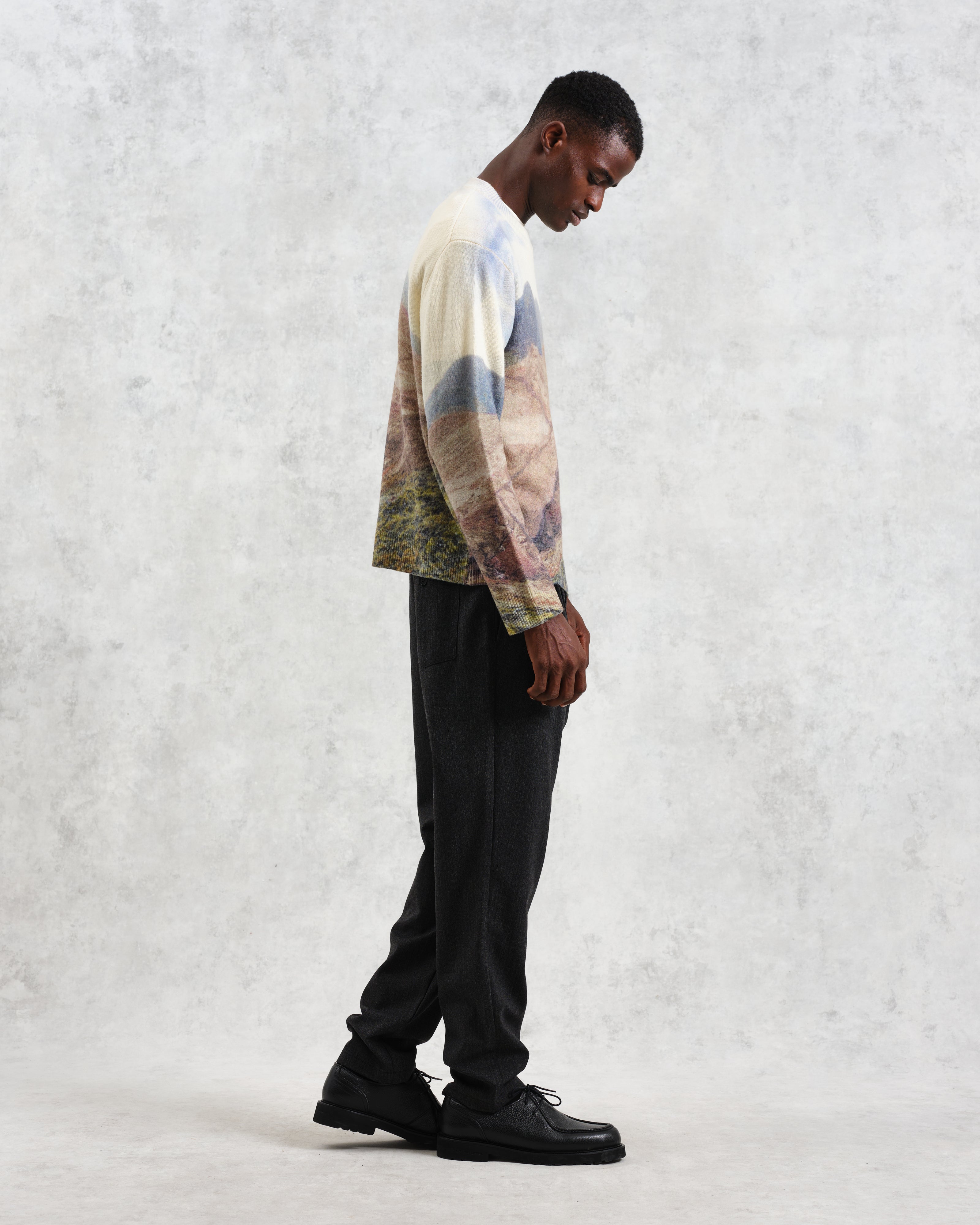 Wilde - Natural Landscape Print Wool Jumper