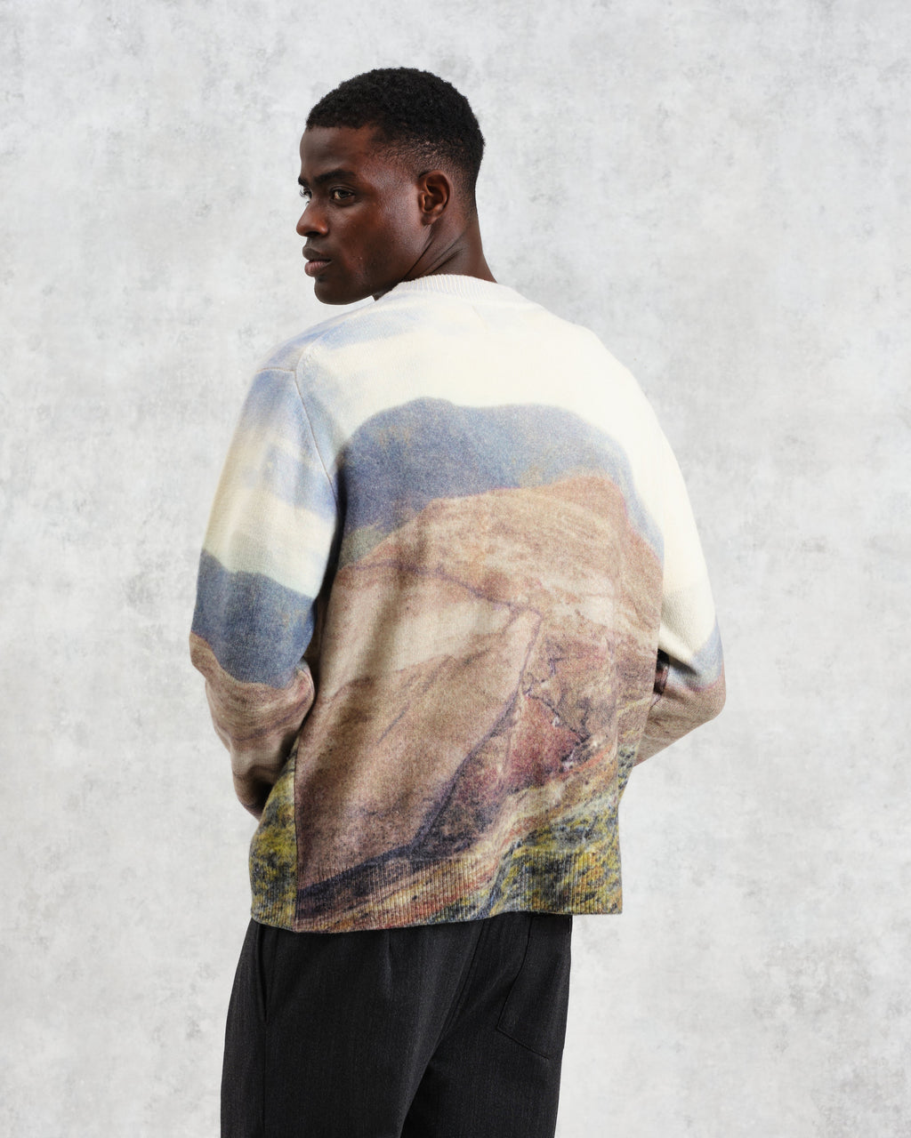 Wilde - Natural Landscape Print Wool Jumper