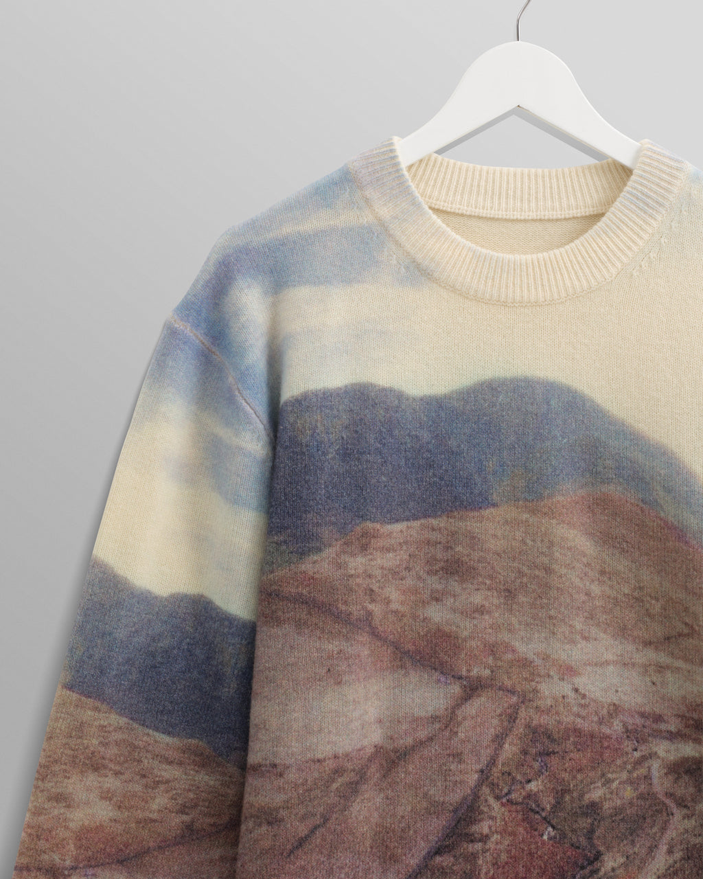 Wilde - Natural Landscape Print Wool Jumper