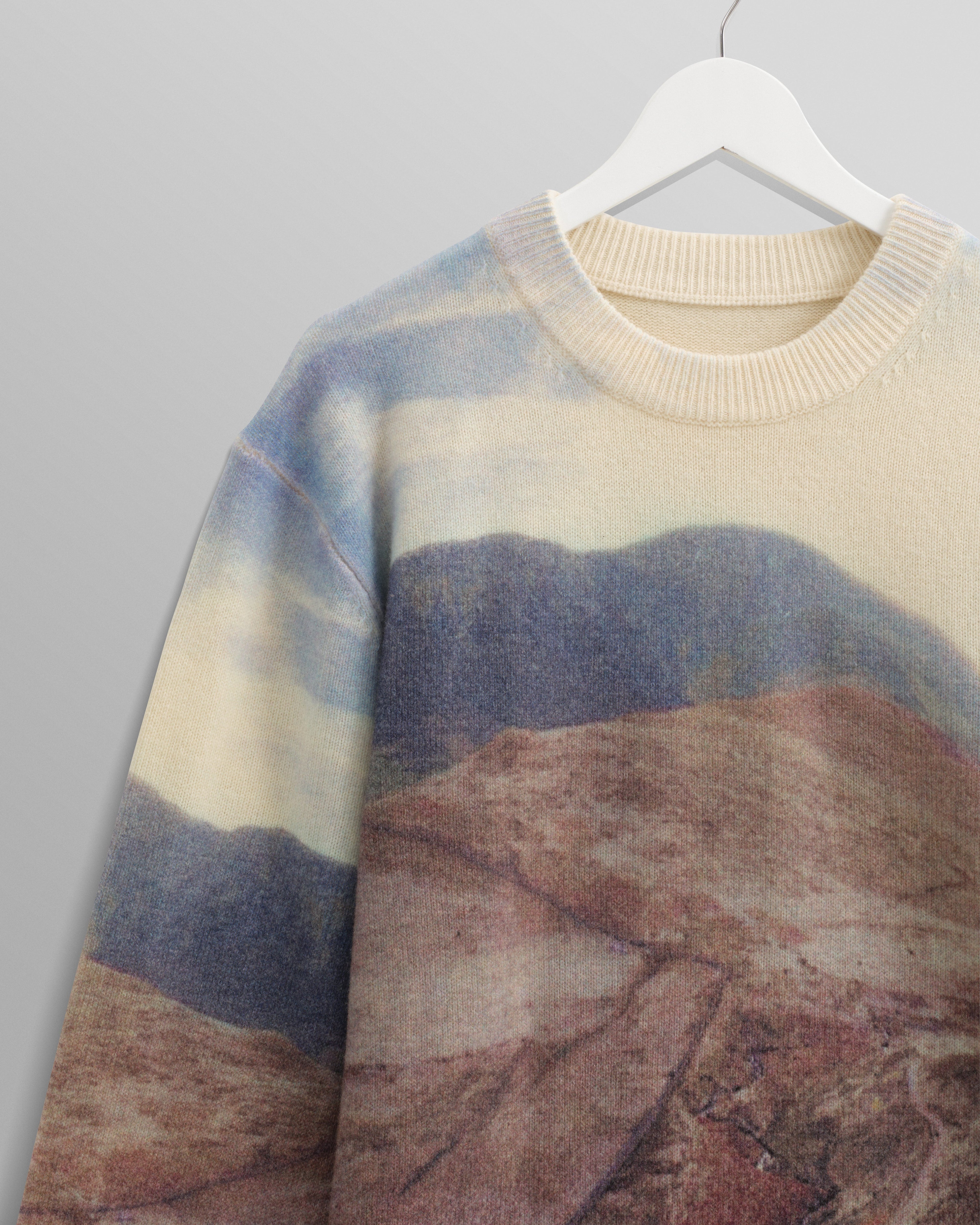 Wilde - Natural Landscape Print Wool Jumper