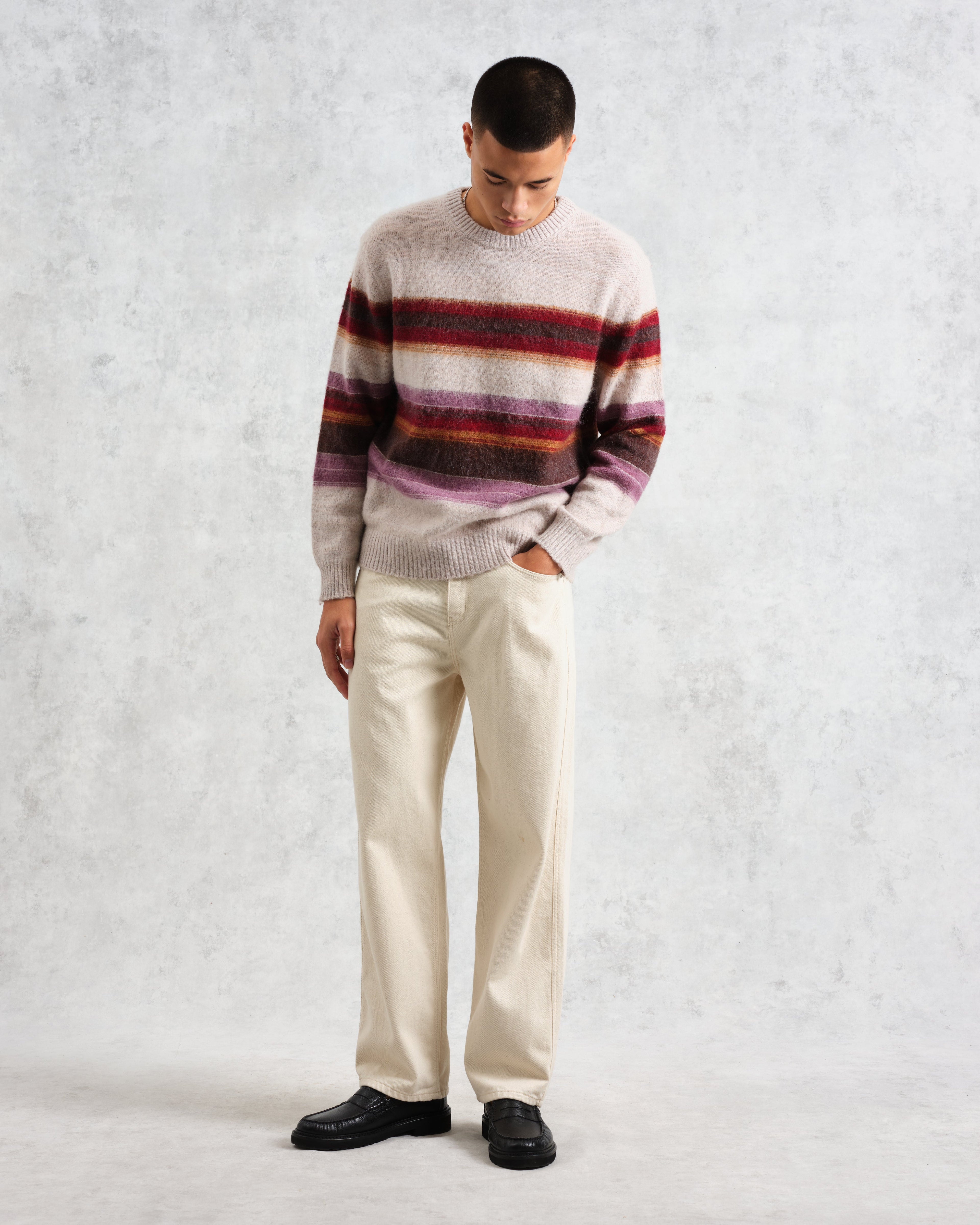 Wilde - Oatmeal Brush Stripe Wool Jumper