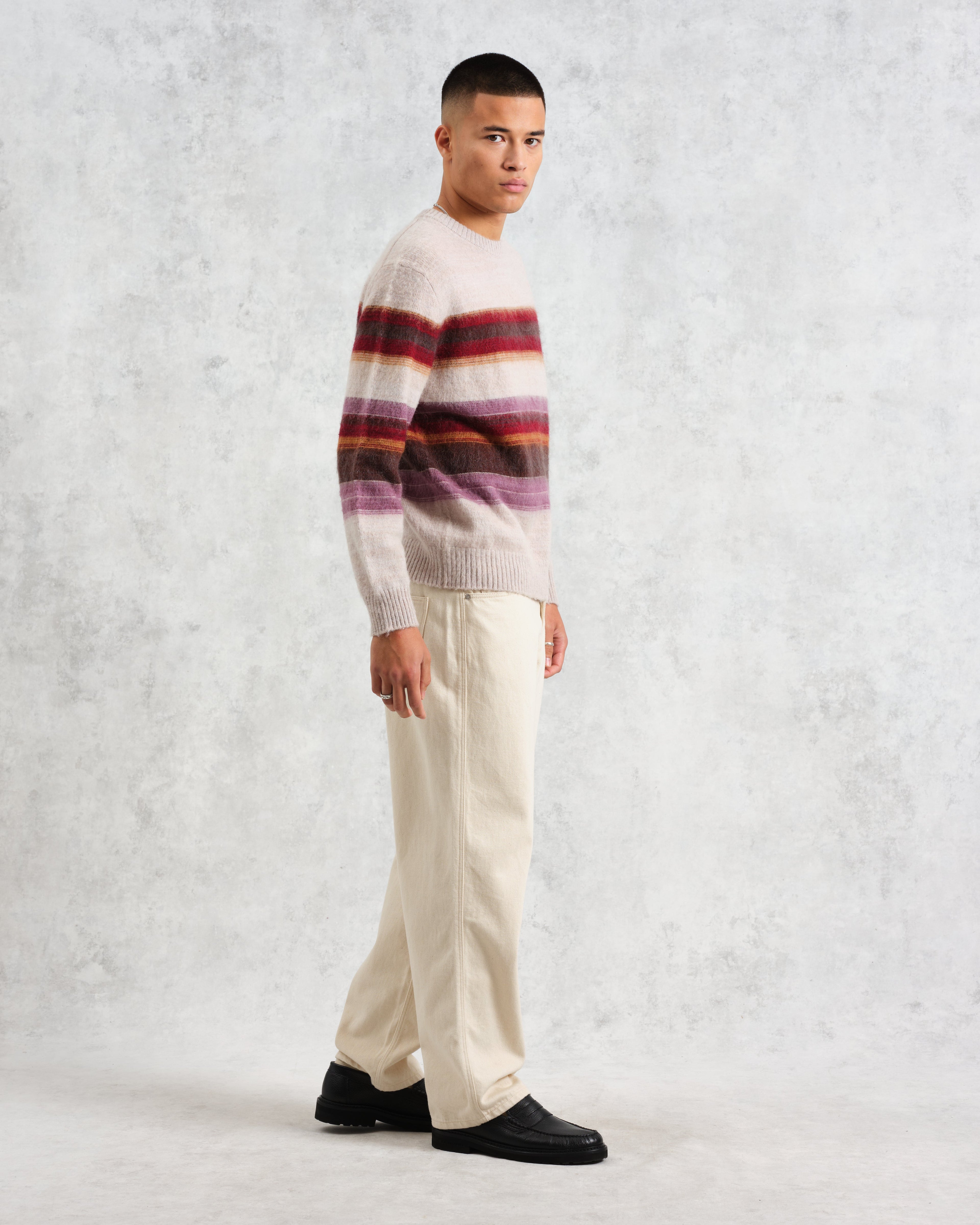 Wilde - Oatmeal Brush Stripe Wool Jumper